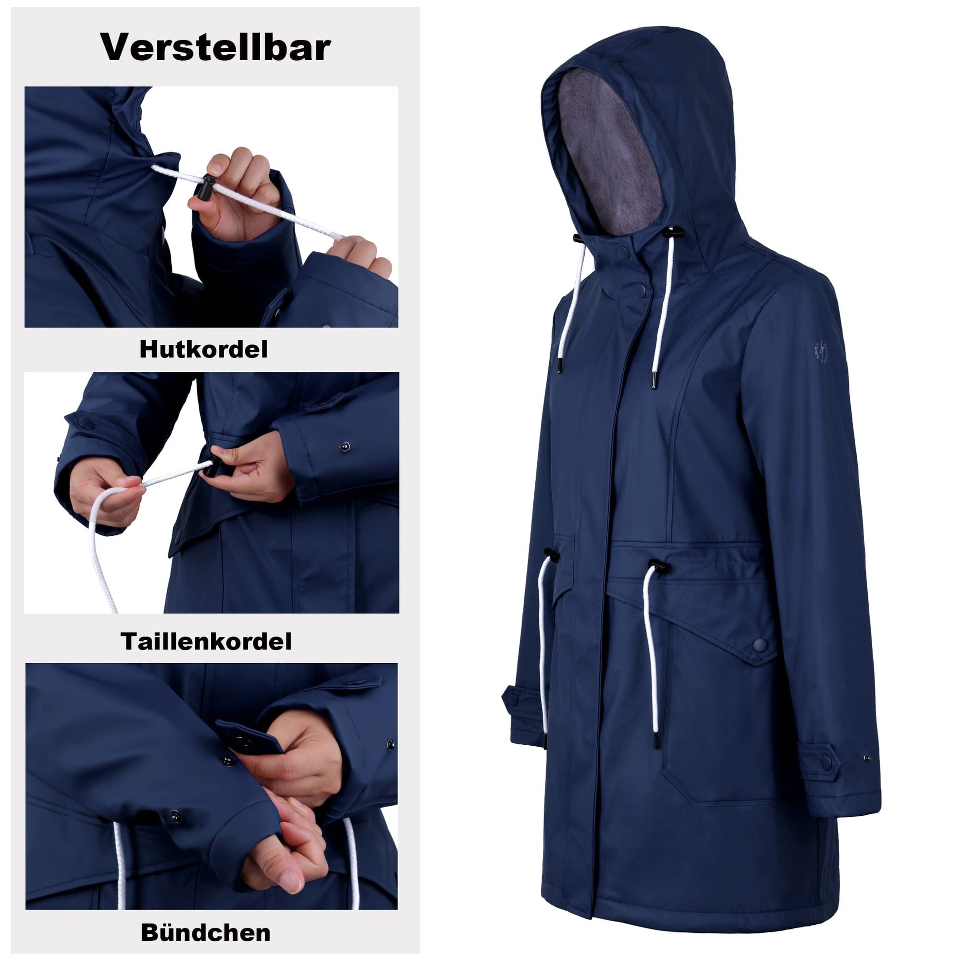 Blue / L Damen GefüTterte Regenjacke AMY