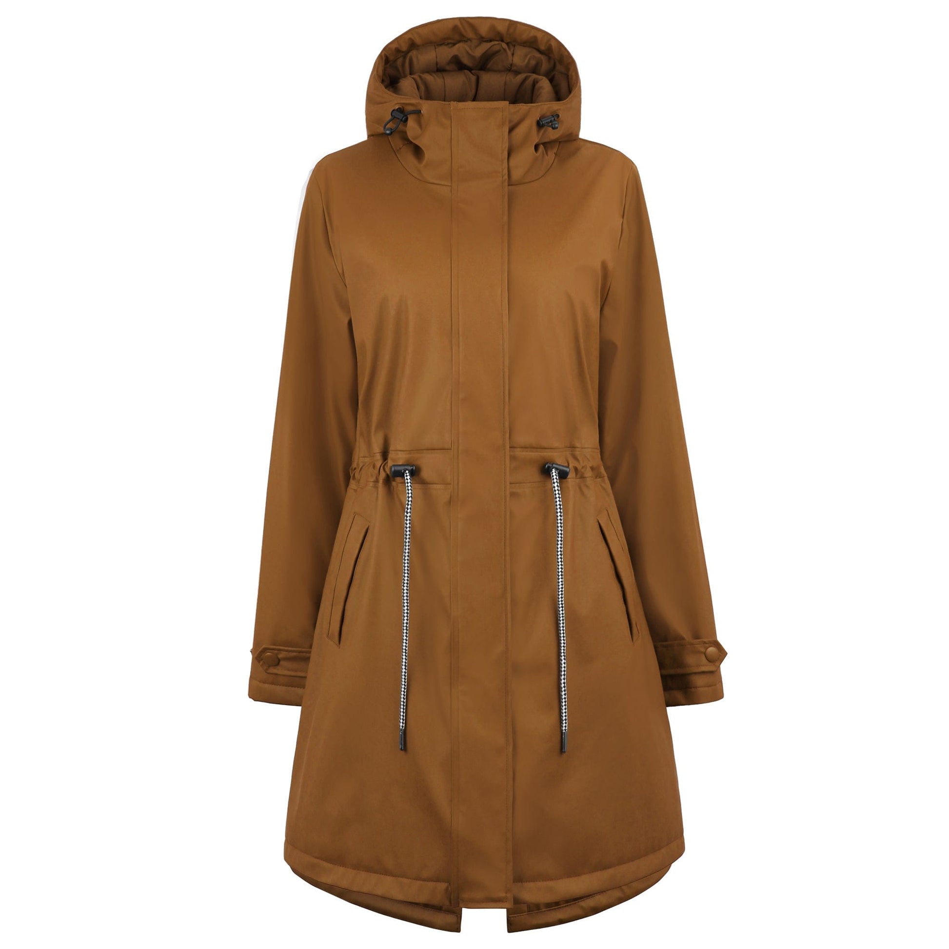 Brown / S/36 PU-Regenmantel Outdoor warme Jacke Dora