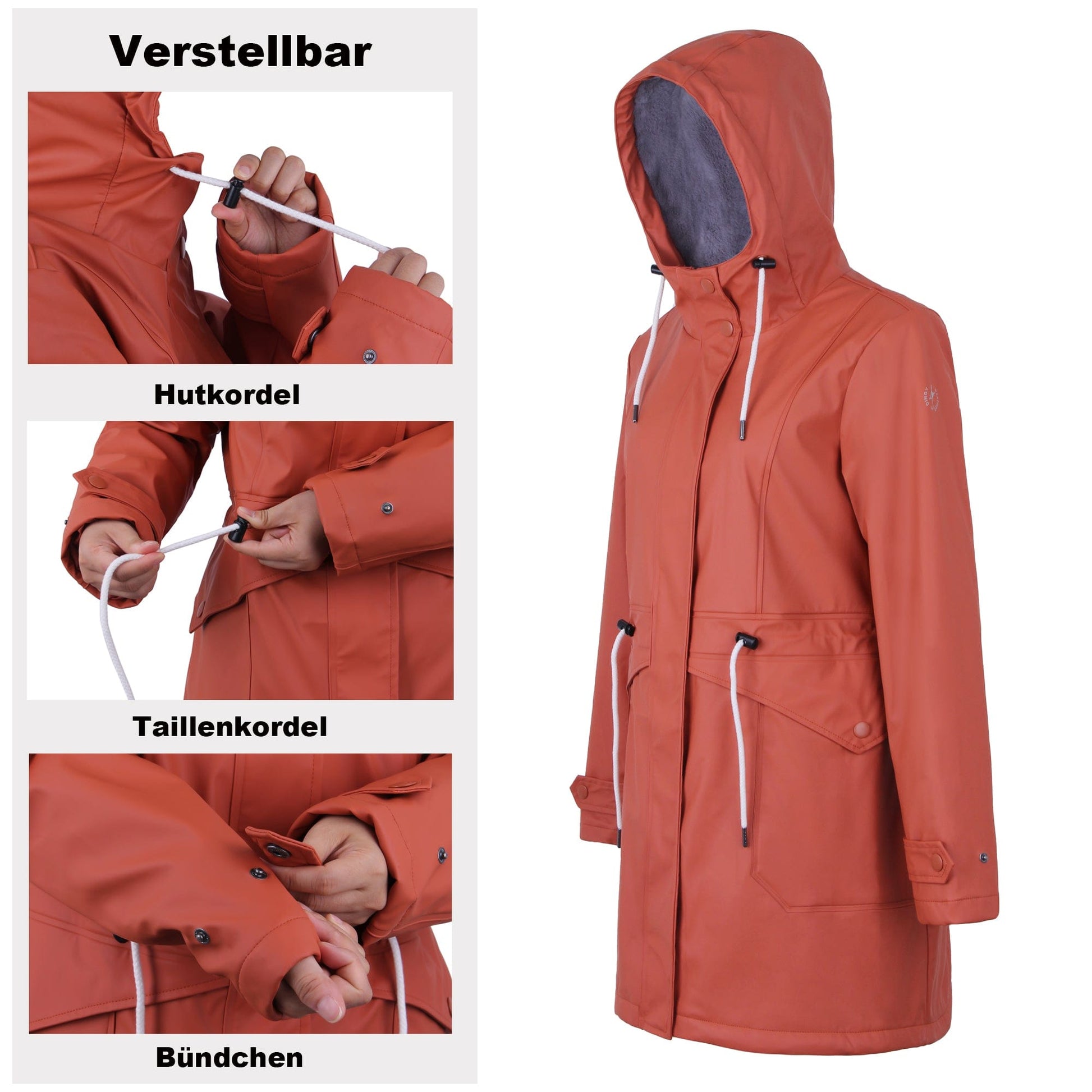 Damen GefüTterte Regenjacke AMY