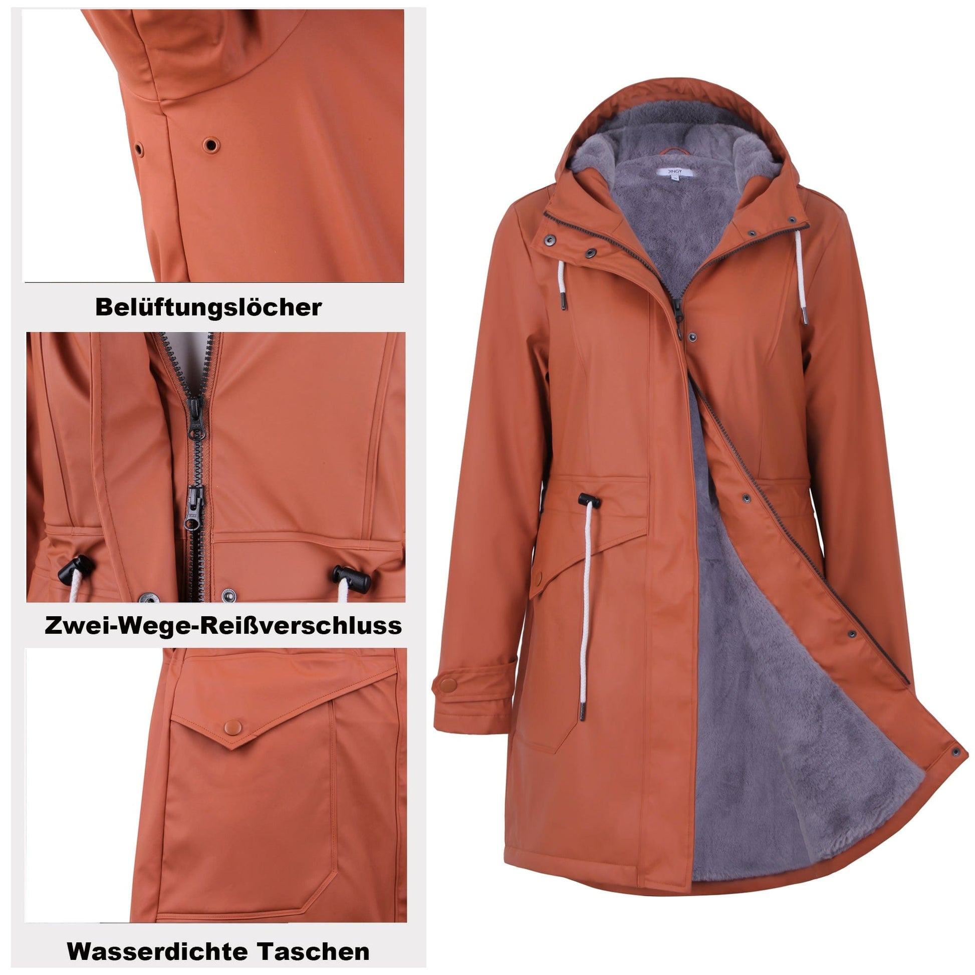 Damen GefüTterte Regenjacke AMY