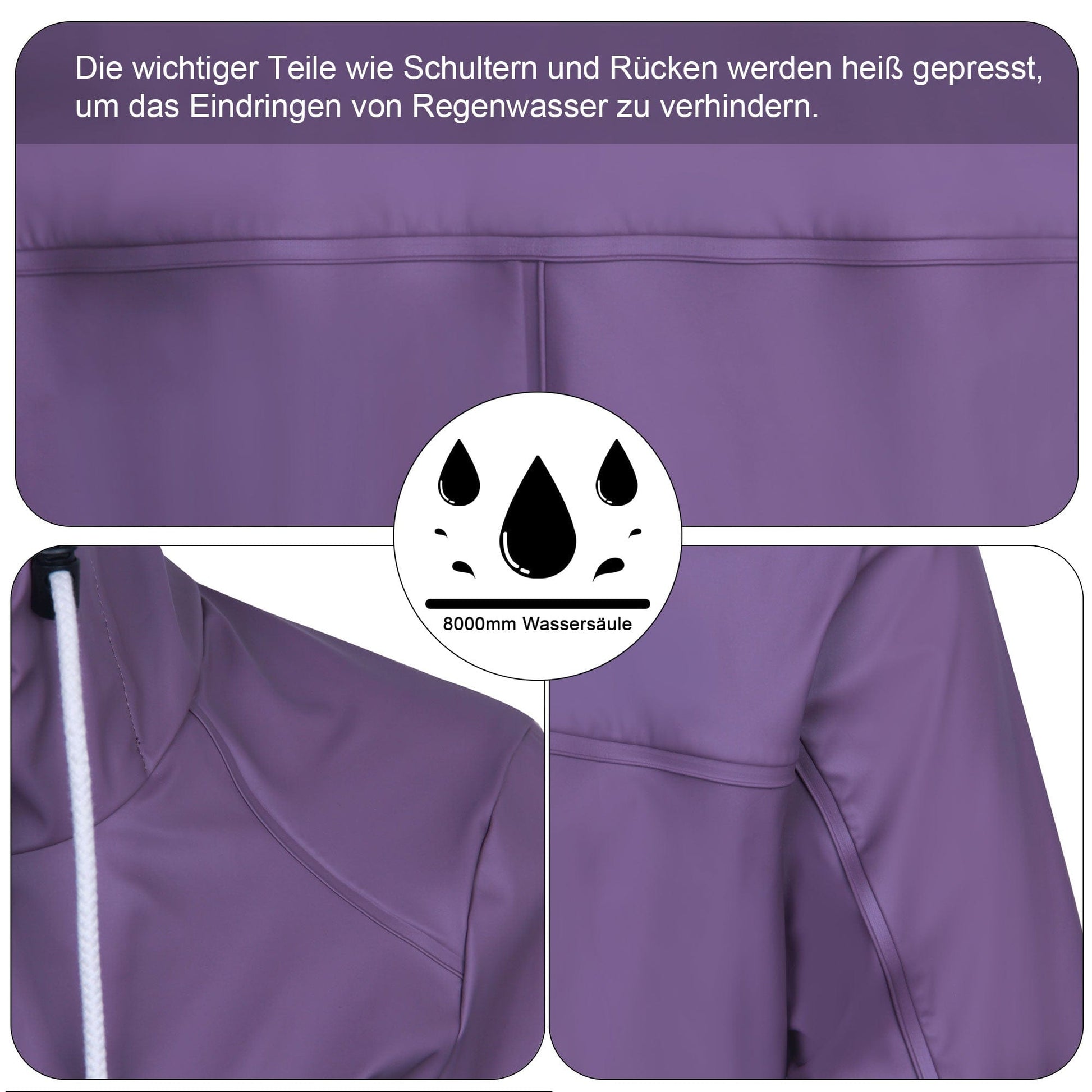 Damen Regenjacke RF03 - Wasserdicht, Atmungsaktiv, Lang, Stilvoll