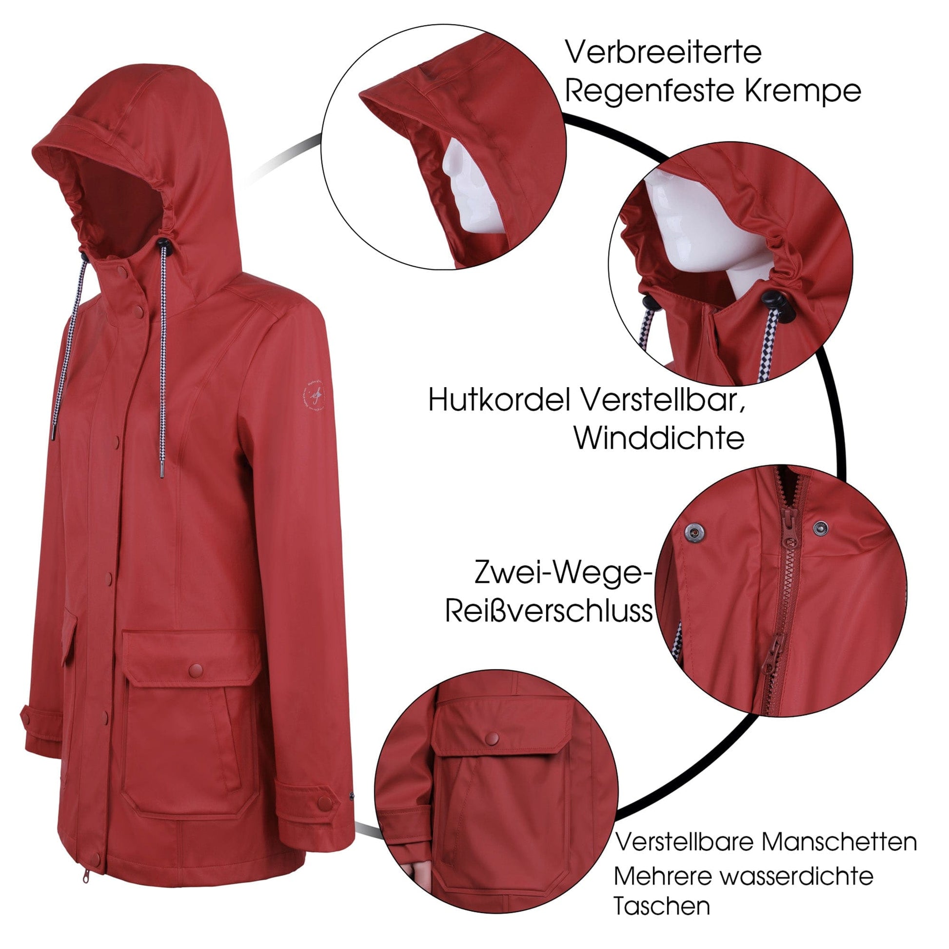 Damen Regenmantel mit Wasserschutz und Freizeitjacke Jacky