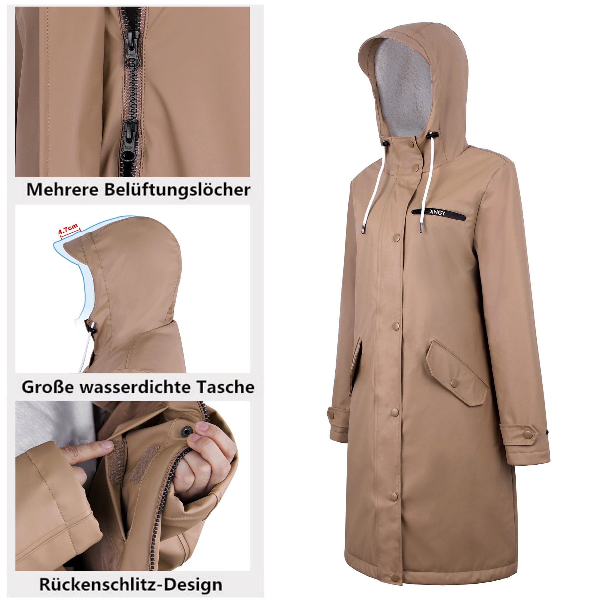 Damen Wintermantel Lang Parka Winter Regenparka MEGAN