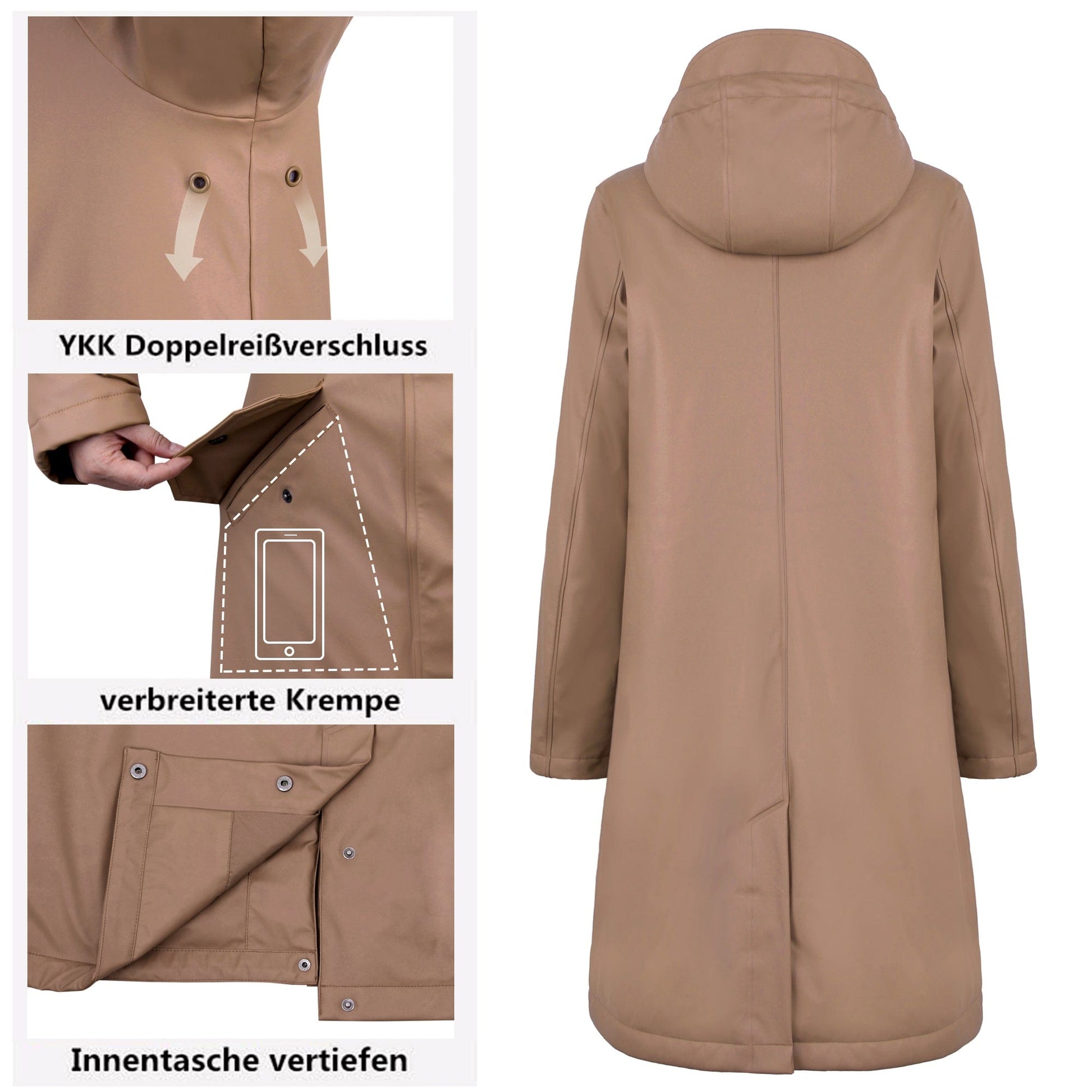 Damen Wintermantel Lang Parka Winter Regenparka MEGAN