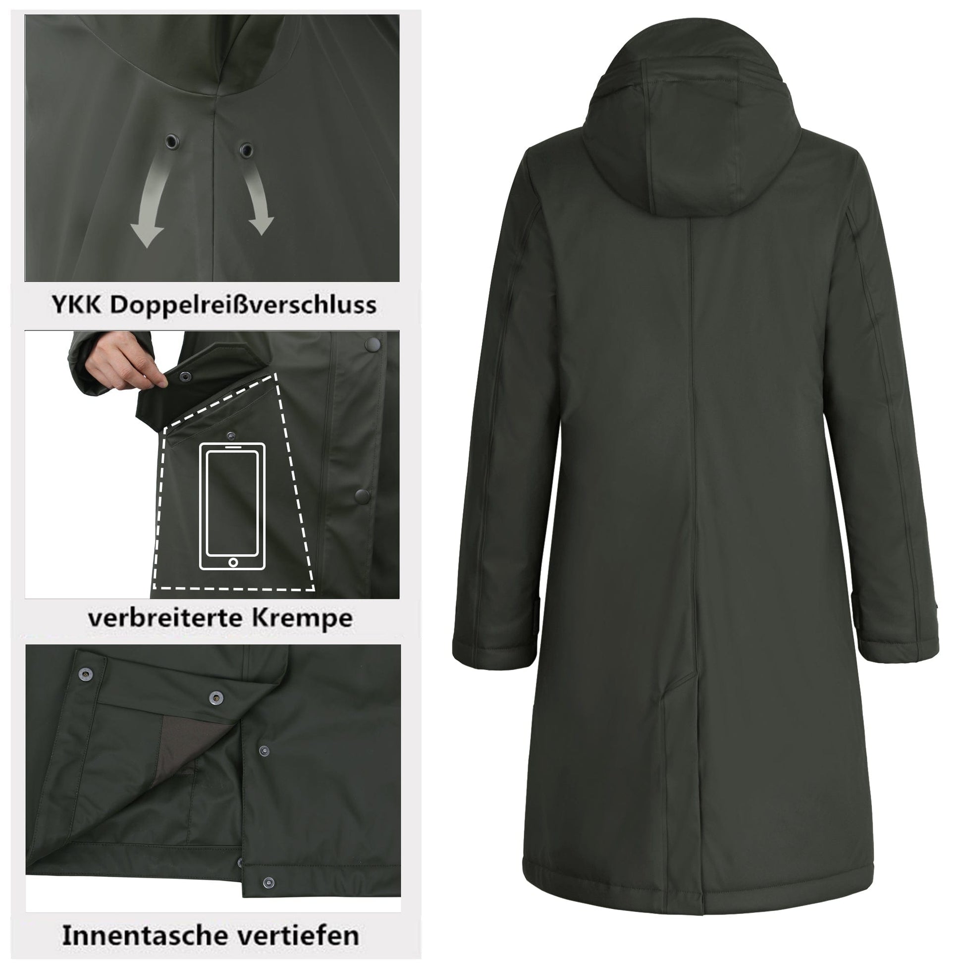 Damen Wintermantel Lang Parka Winter Regenparka MEGAN