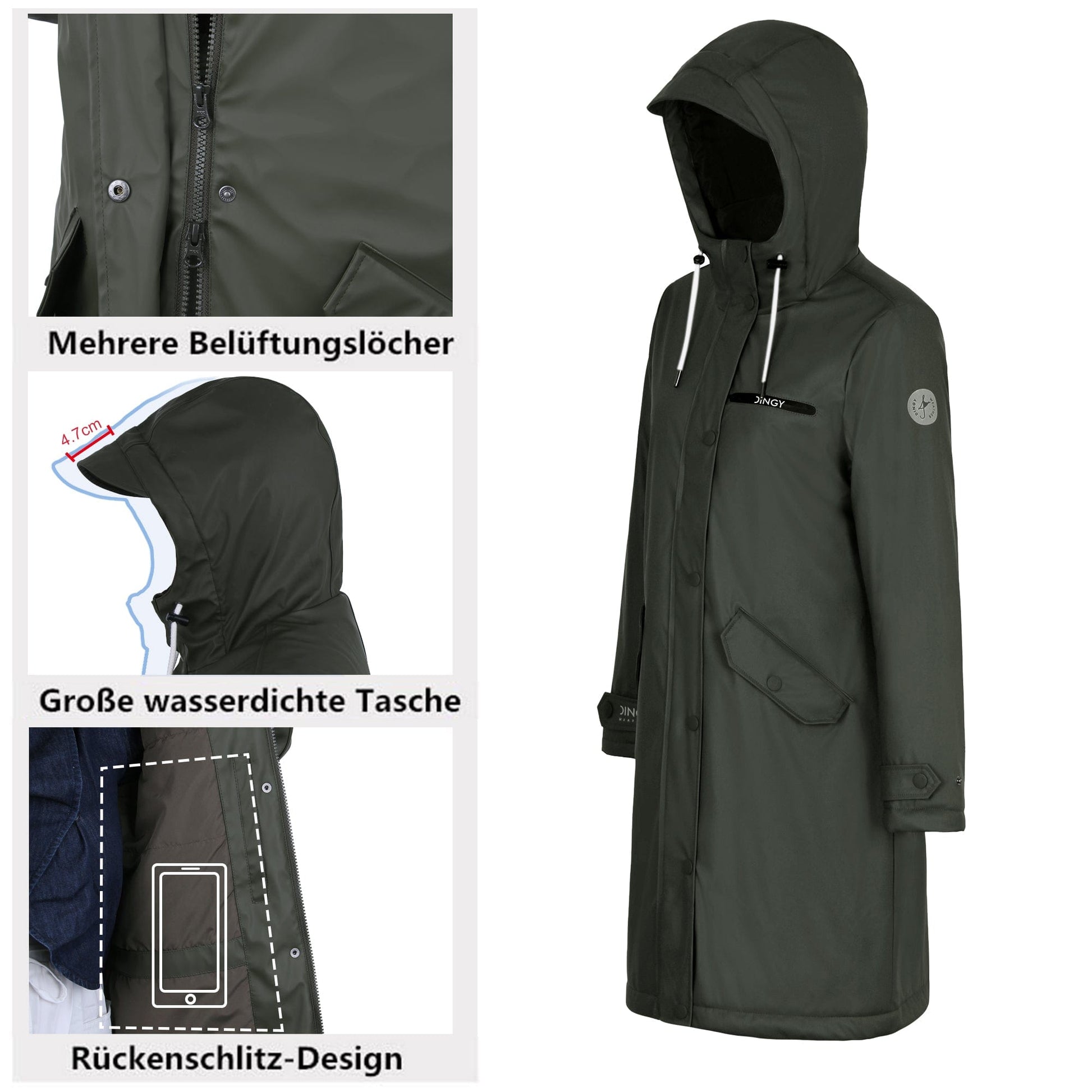 Damen Wintermantel Lang Parka Winter Regenparka MEGAN