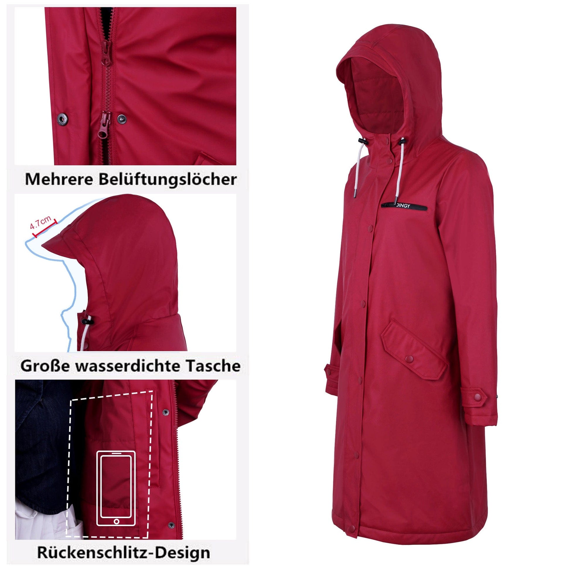 Damen Wintermantel Lang Parka Winter Regenparka MEGAN