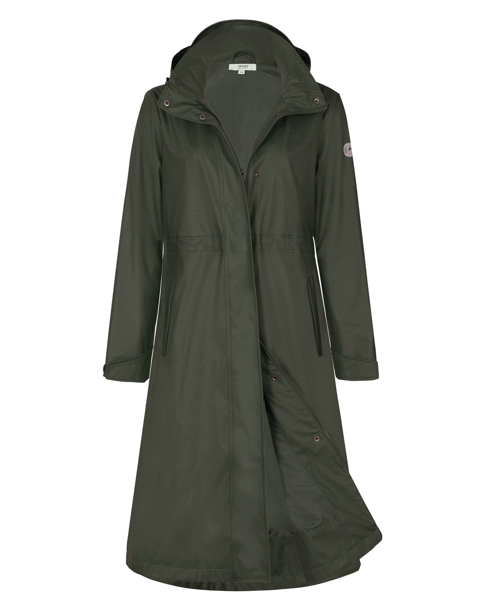 Green / S/36 Damen Wasserdichter Langer Regenmantel KIM