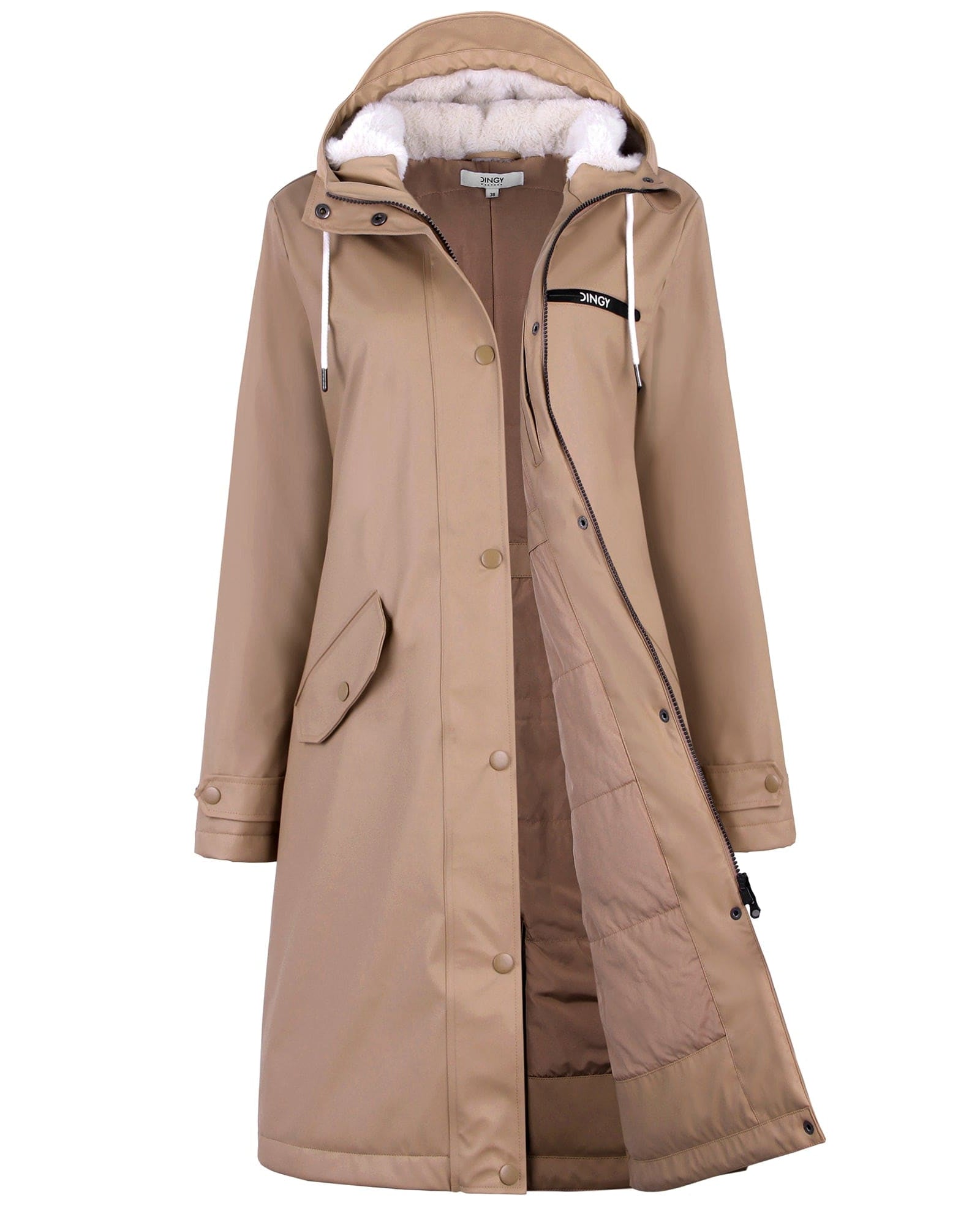 KHAKI / S/36 Damen Wintermantel Lang Parka Winter Regenparka MEGAN