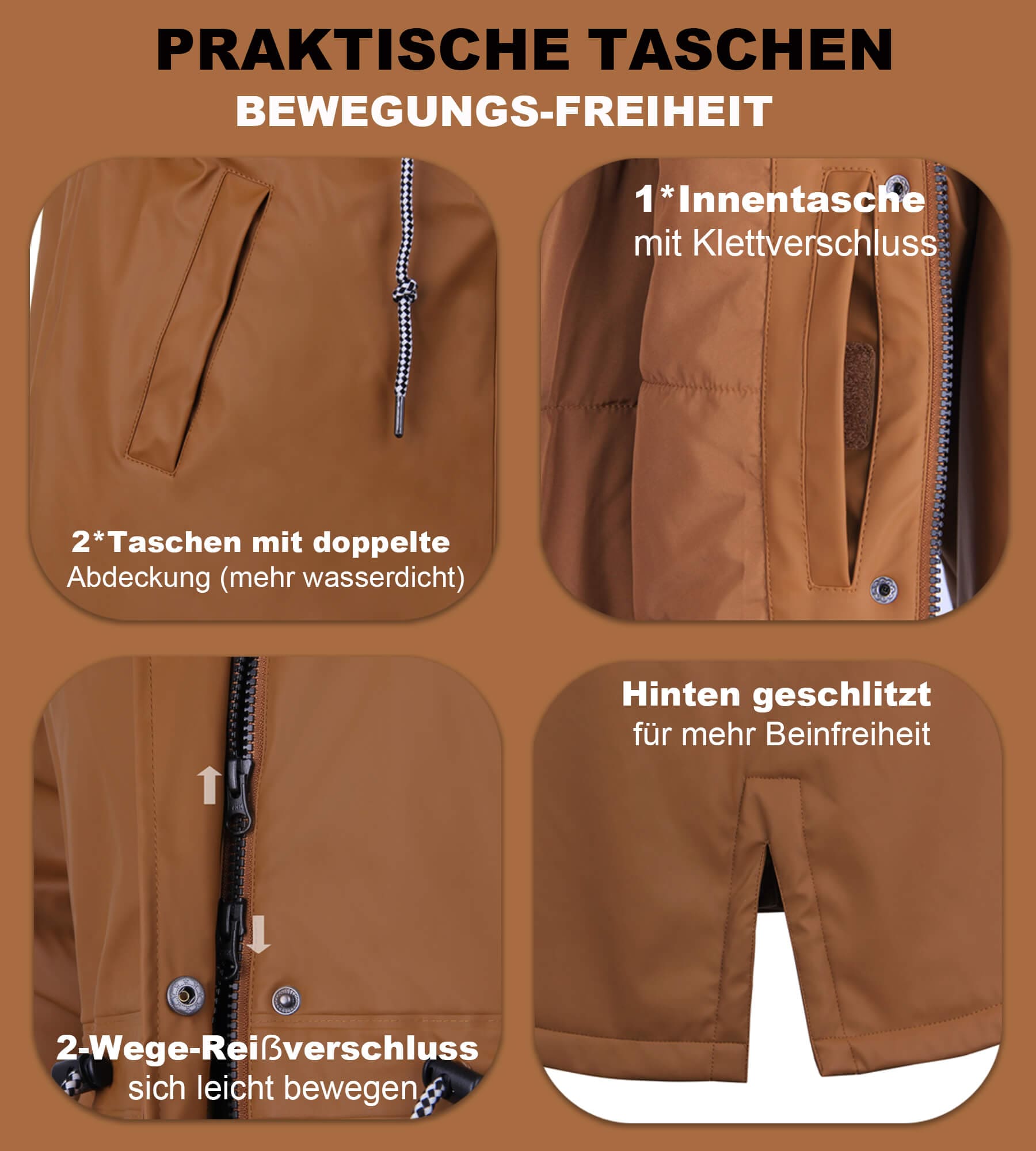 PU-Regenmantel Outdoor warme Jacke Dora