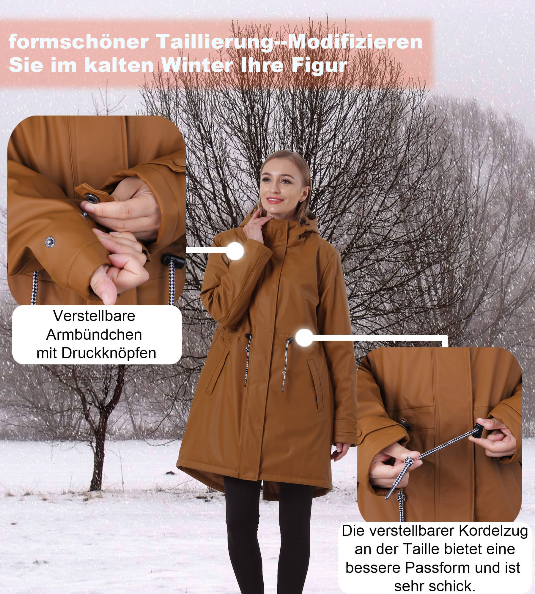 PU-Regenmantel Outdoor warme Jacke Dora