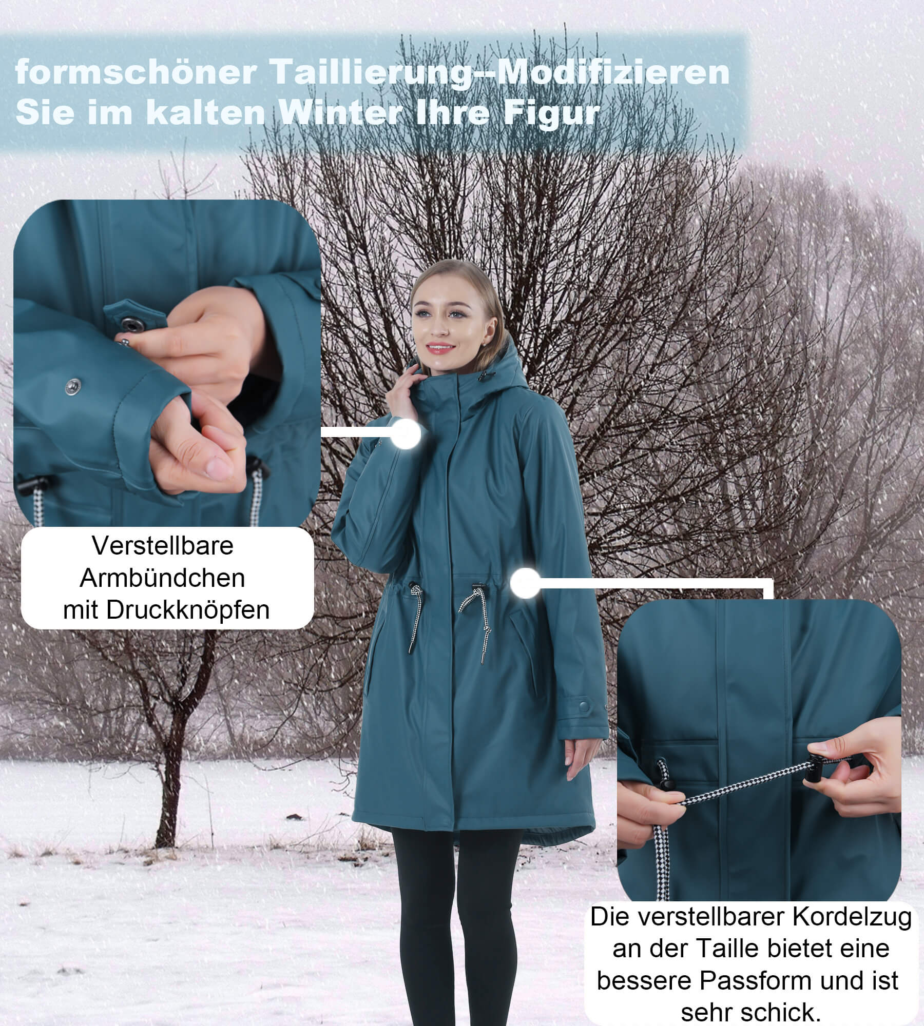 PU-Regenmantel Outdoor warme Jacke Dora