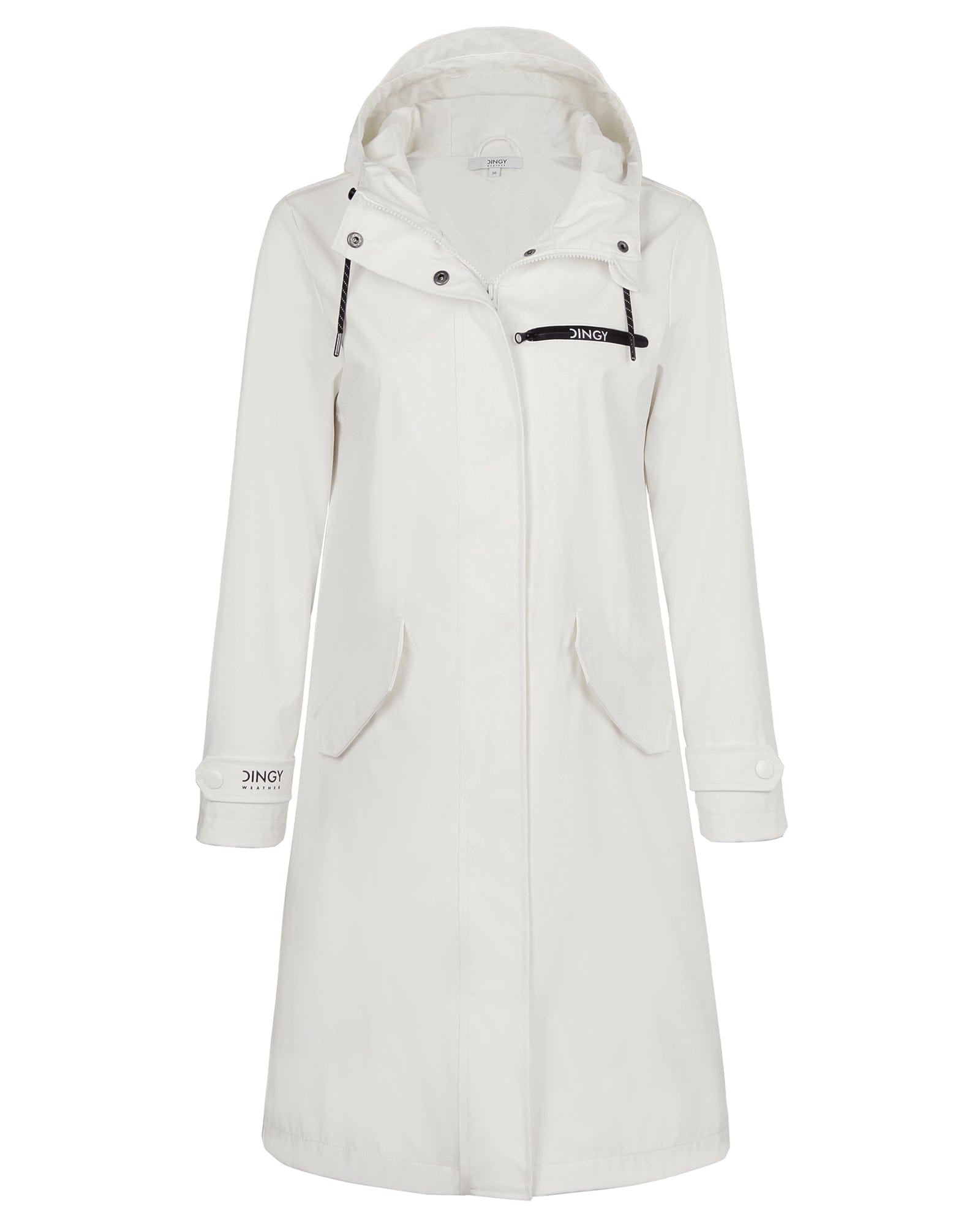 White / S/36 Damen Regenmantel BELLE-1 - Wasserdicht, Atmungsaktiv, Lang, Stilvoll
