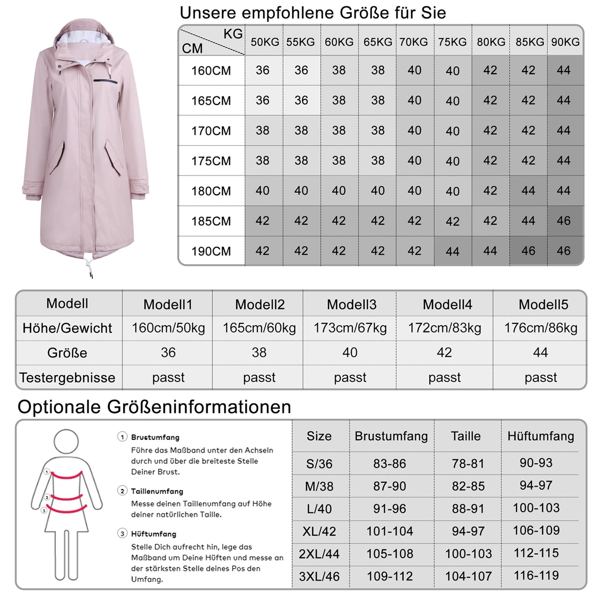 Damen wasserdicht mackintosh PU Stoff wasserdichtes Futter Kapuzenjacke Jacke PT01