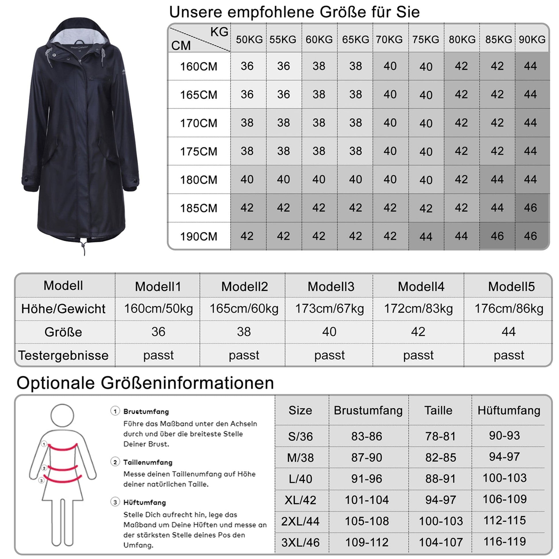 Damen wasserdicht mackintosh PU Stoff wasserdichtes Futter Kapuzenjacke Jacke PT01