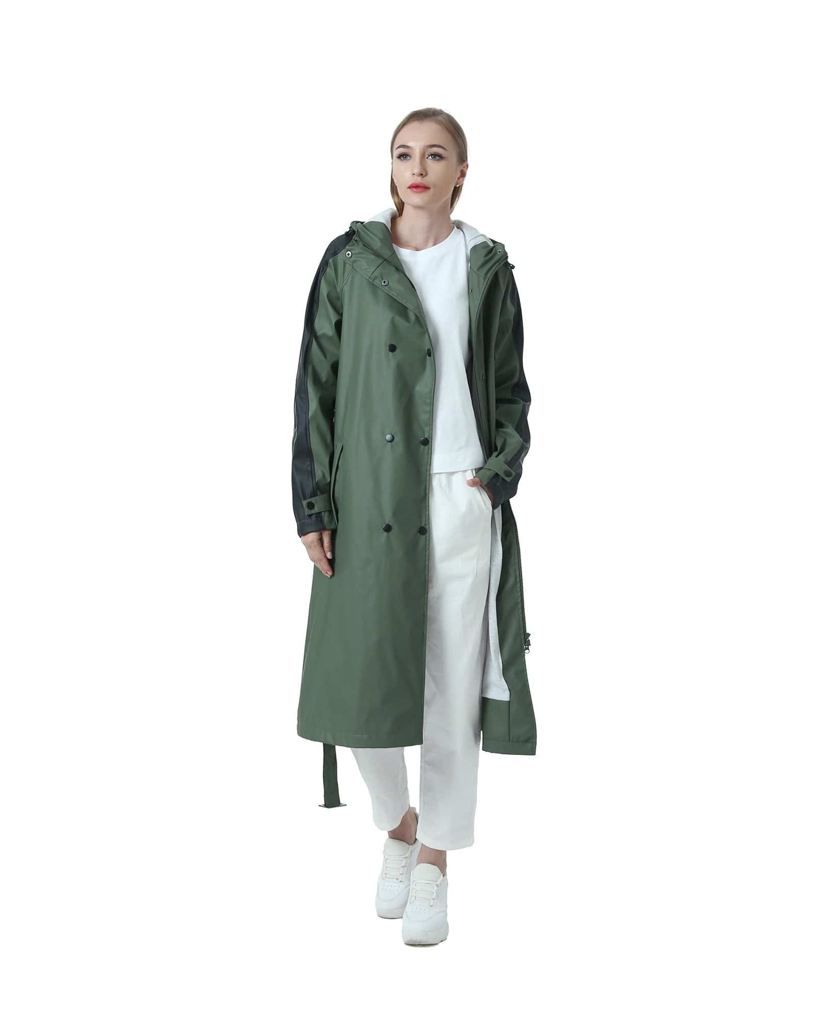 Langer Patchwork-Regenmantel für Frauen PT03