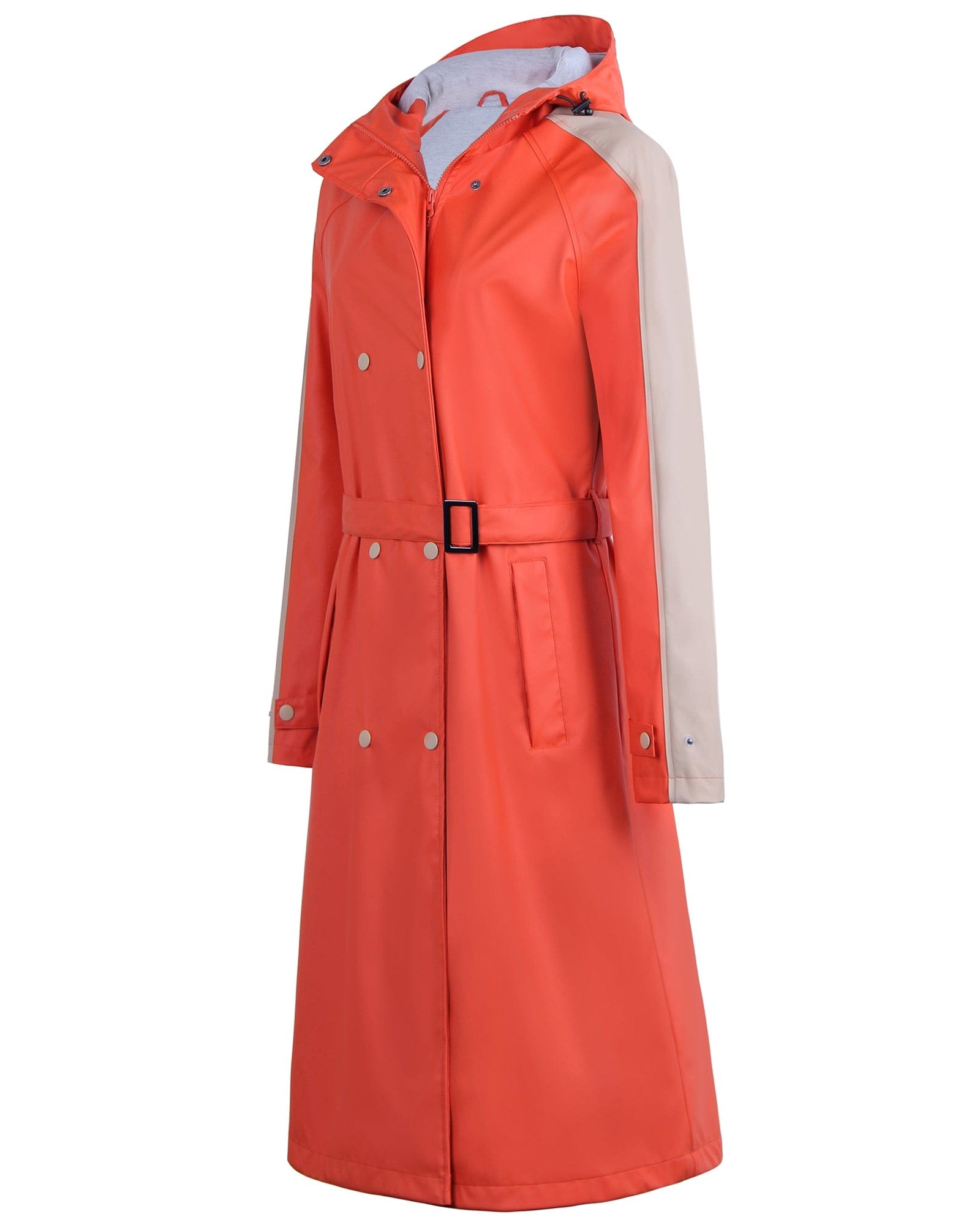 Langer Patchwork-Regenmantel für Frauen PT03