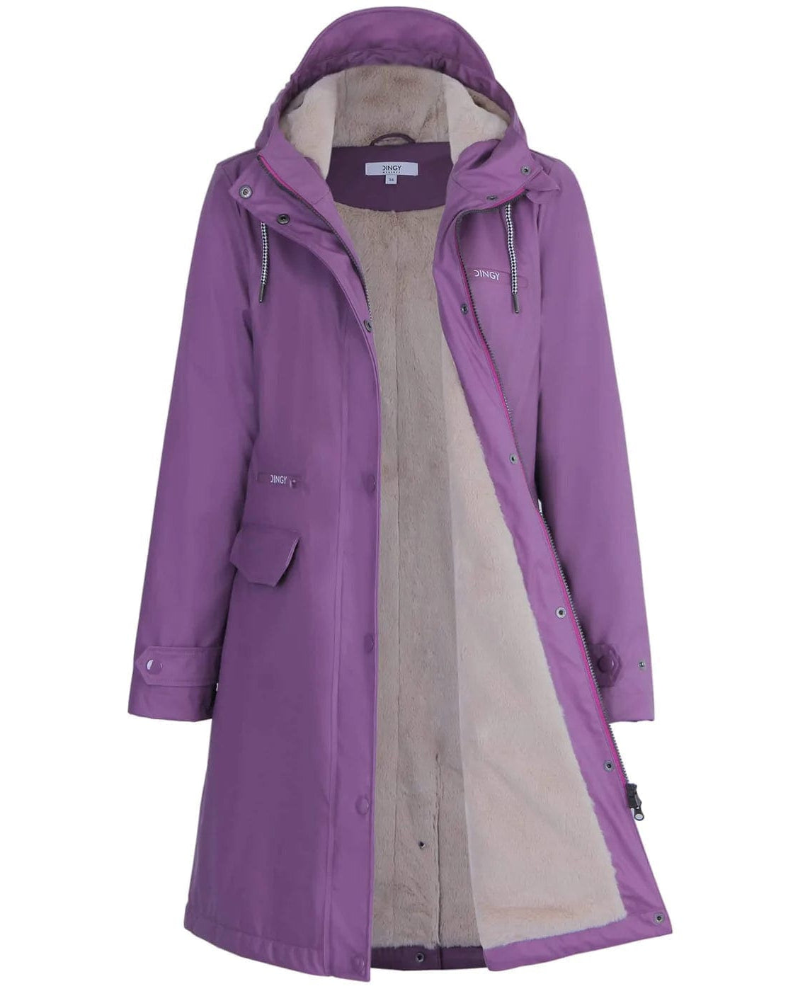 Purple / M/38 Winter Wasserdichter Regenmantel Damen Freizeitjacke Mantel PU Stoff PT02