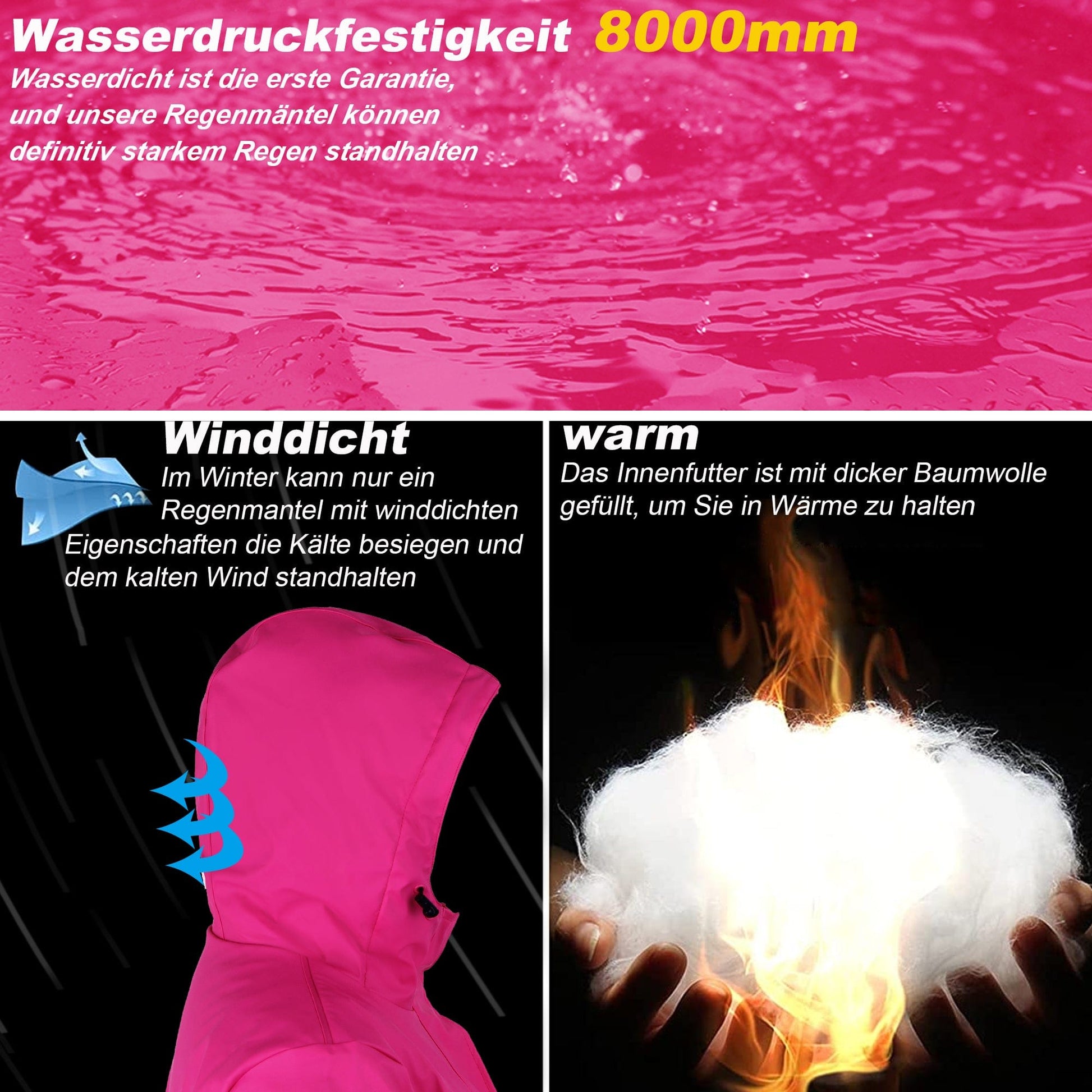 Wasserdichte Damen Regenjacke - Großhandelsangebot für Lange Kapuzenjacke Dora