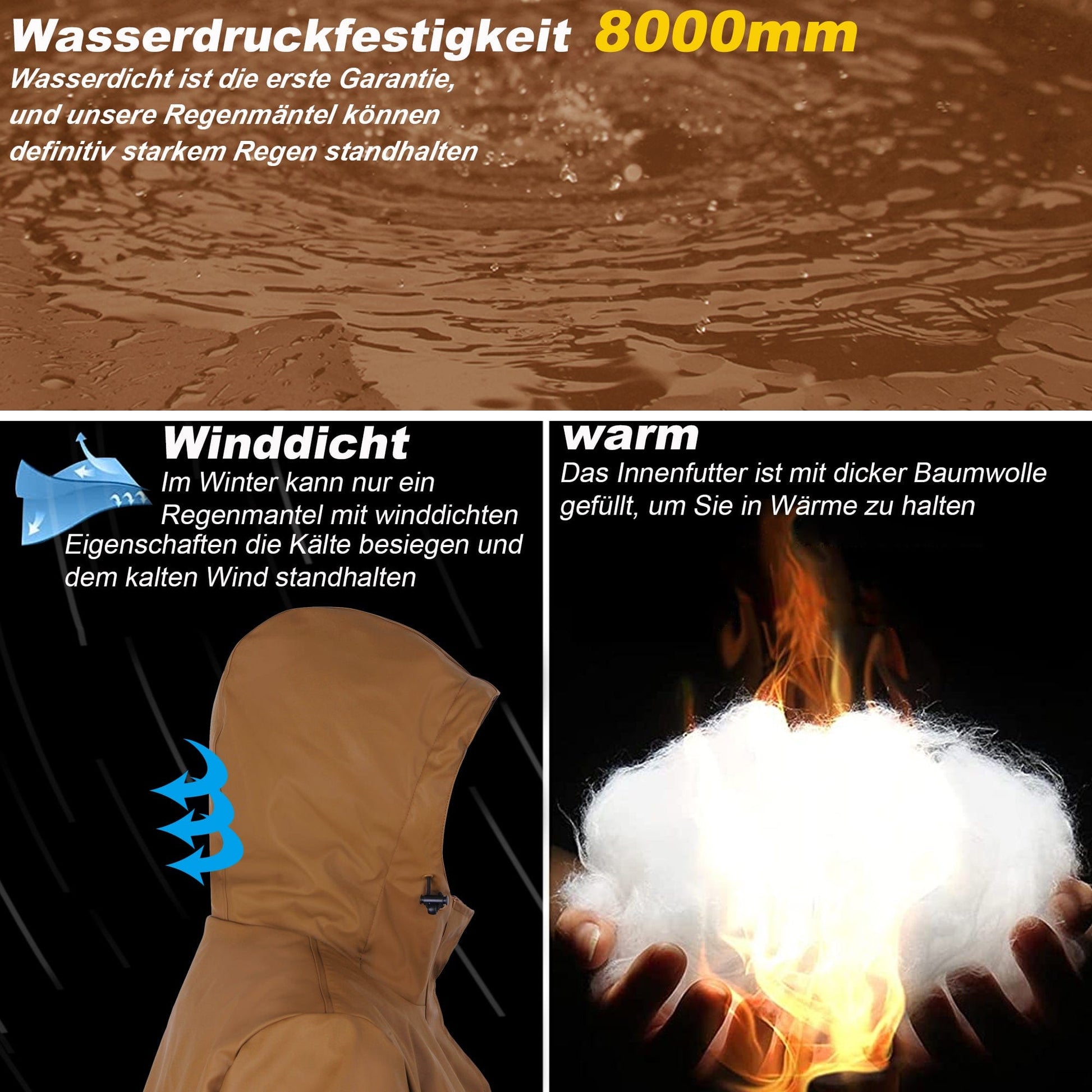 Wasserdichte Damen Regenjacke - Großhandelsangebot für Lange Kapuzenjacke Dora