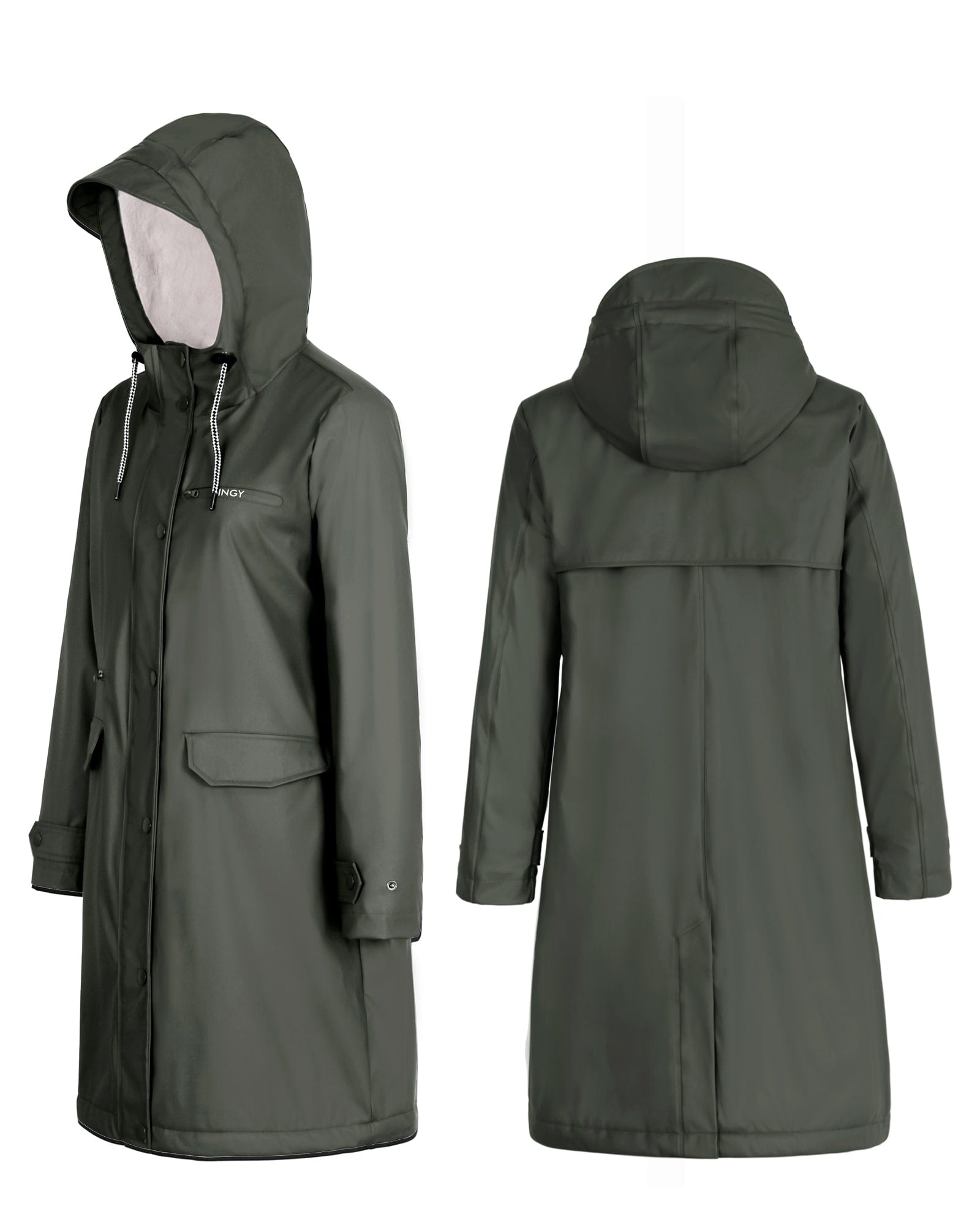 Wasserdichter Regenmantel Damen Freizeitjacke Mantel PU Stoff PT02