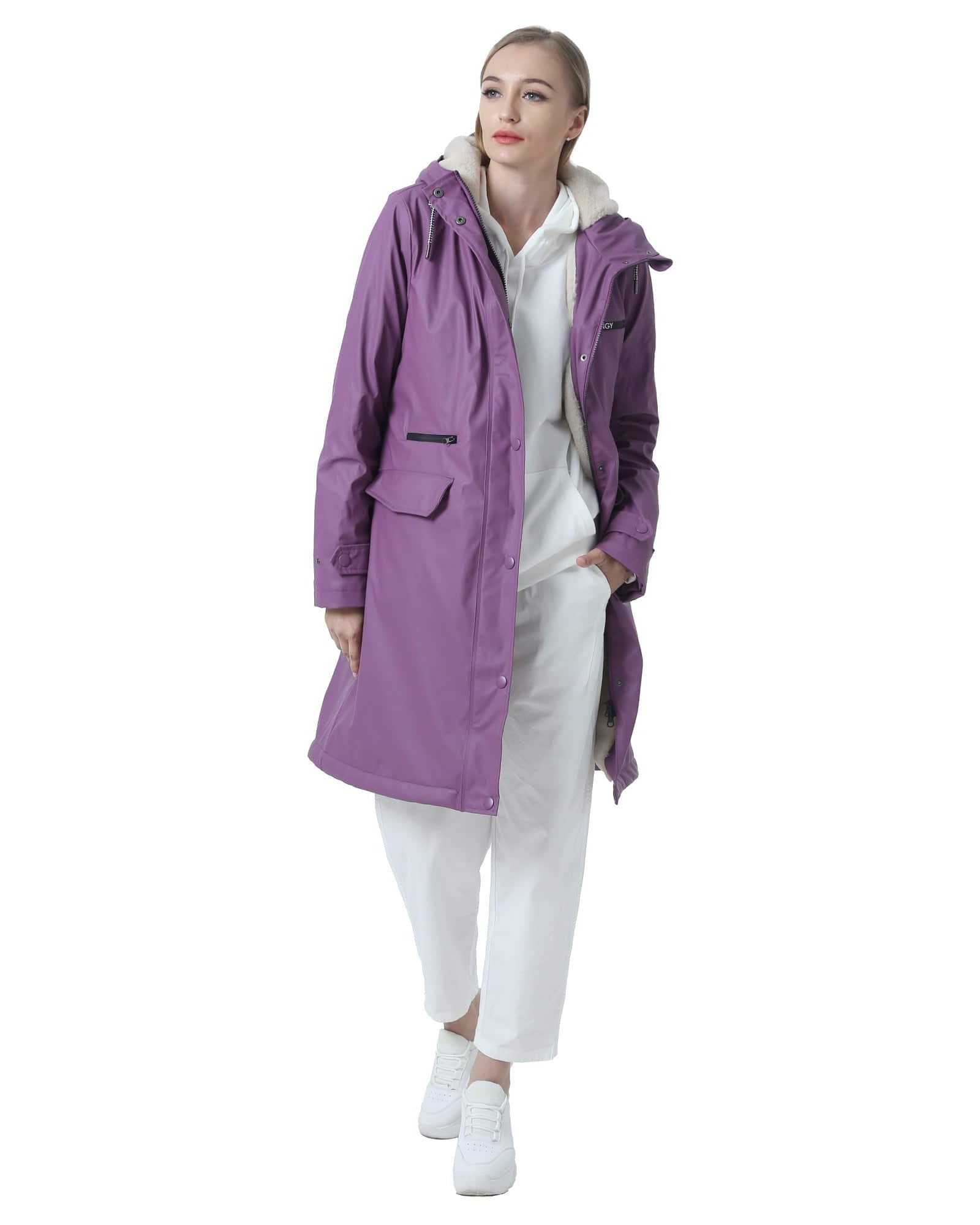 Winter Wasserdichter Regenmantel Damen Freizeitjacke Mantel PU Stoff PT02