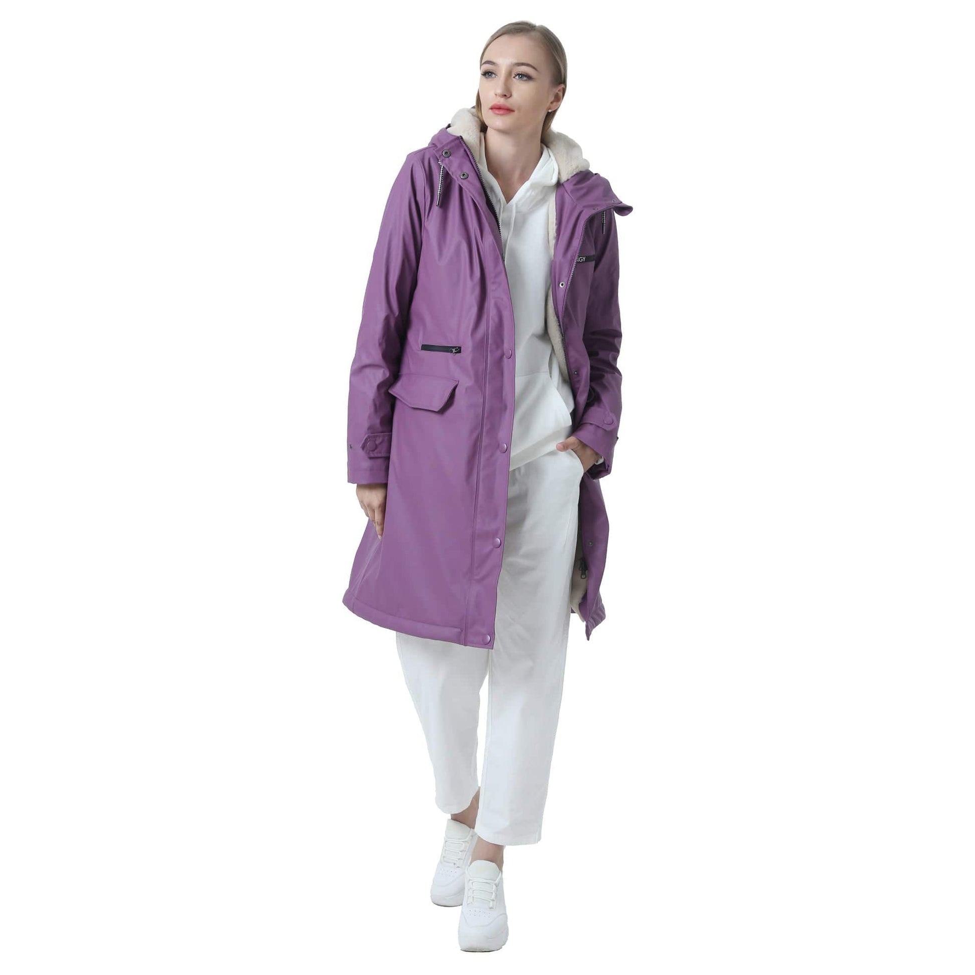 Winter Wasserdichter Regenmantel Damen Freizeitjacke Mantel PU Stoff PT02