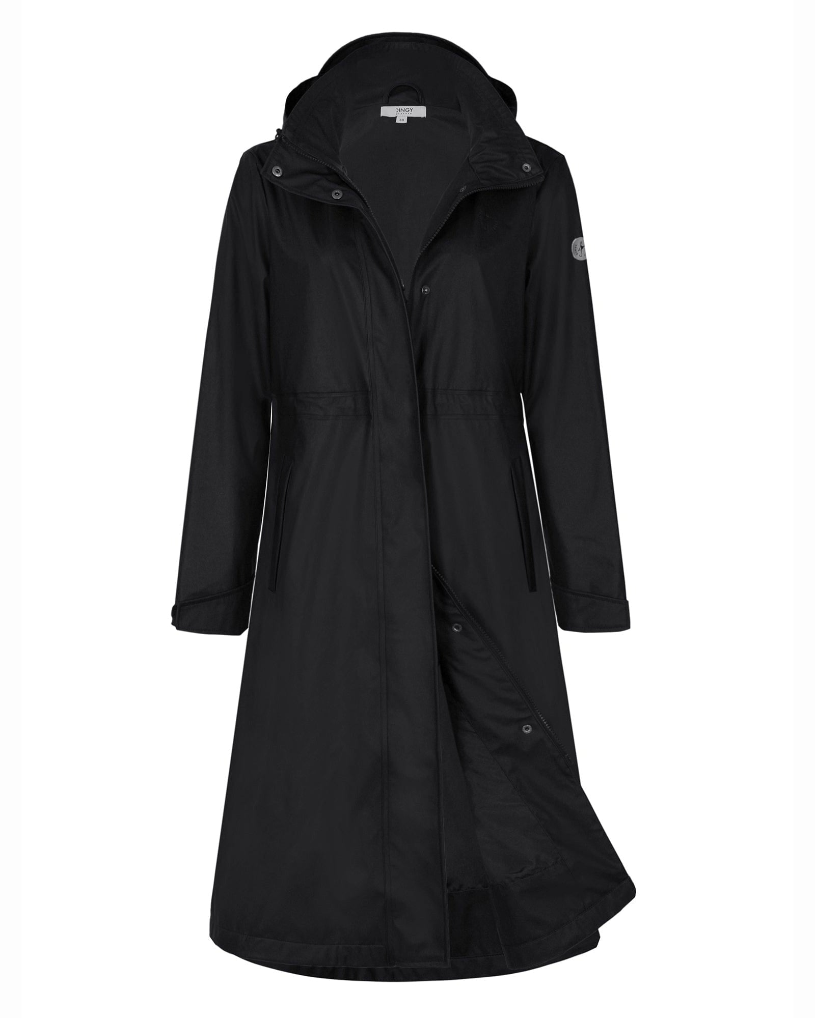 Black / S Damen Wasserdichter Langer Regenmantel ISABELL