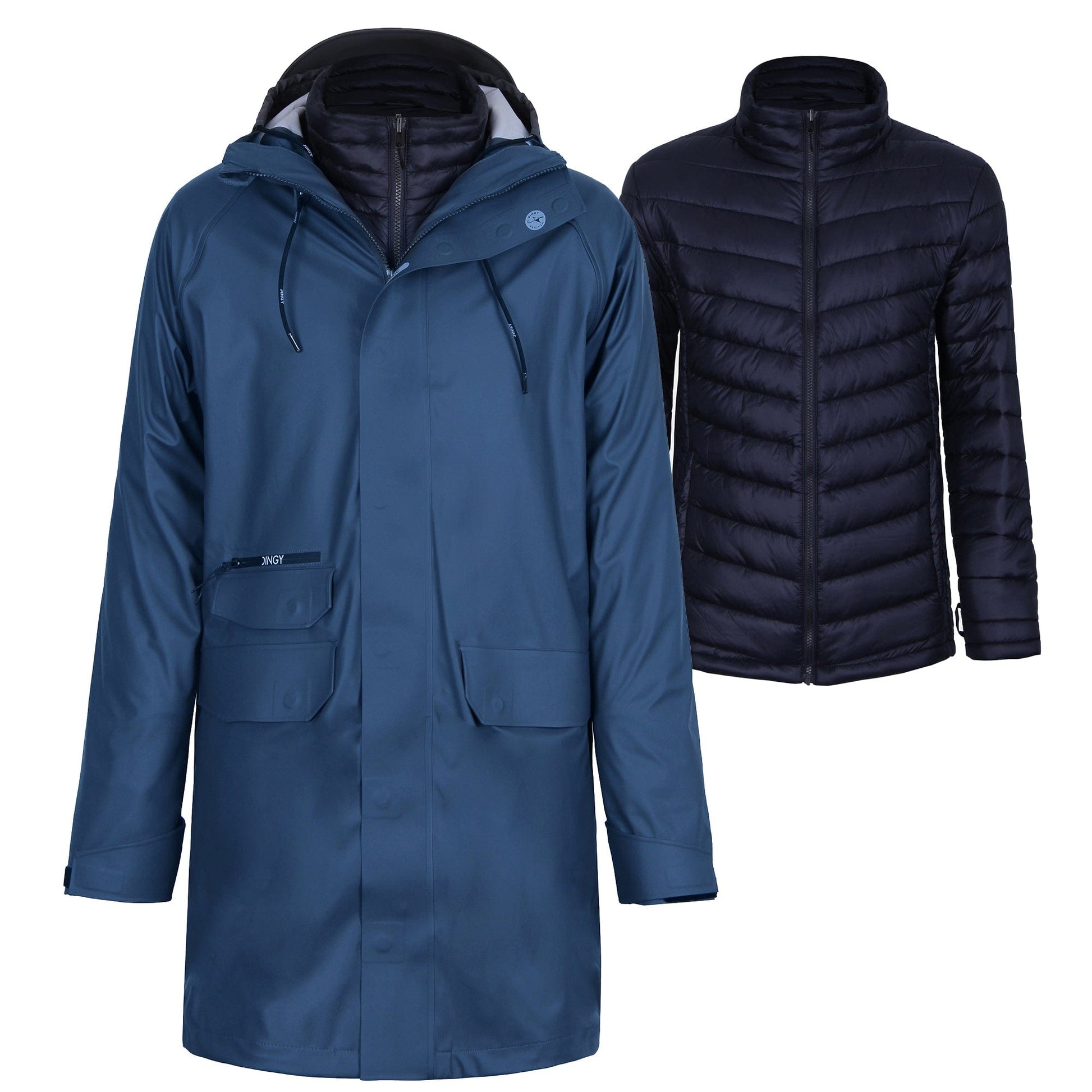 Dark-Navy / M Herren 3 In 1 Freizeit Pu Regenmantel ALFRED-U