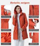 Damen Regenjacke IK02 - Wasserdicht, Atmungsaktiv, Lang, Gefüttert, Stilvoll
