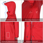 Damen Wasserdichter Langer Regenmantel KIM-Red