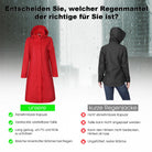 Damen Wasserdichter Langer Regenmantel KIM-Red