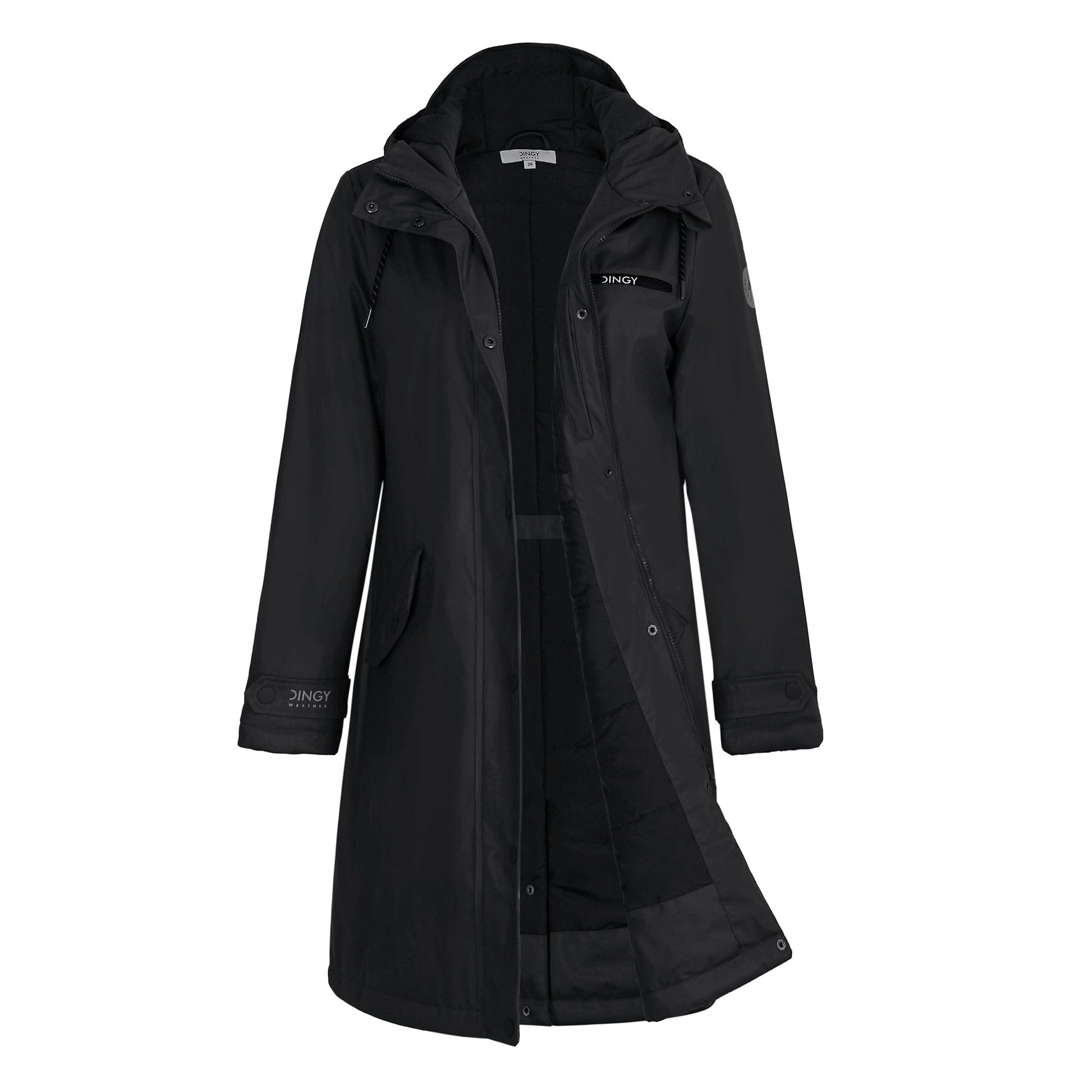 Kapuze Winterjacke Damen Schwarz Fell Lang Kapuze Grüne