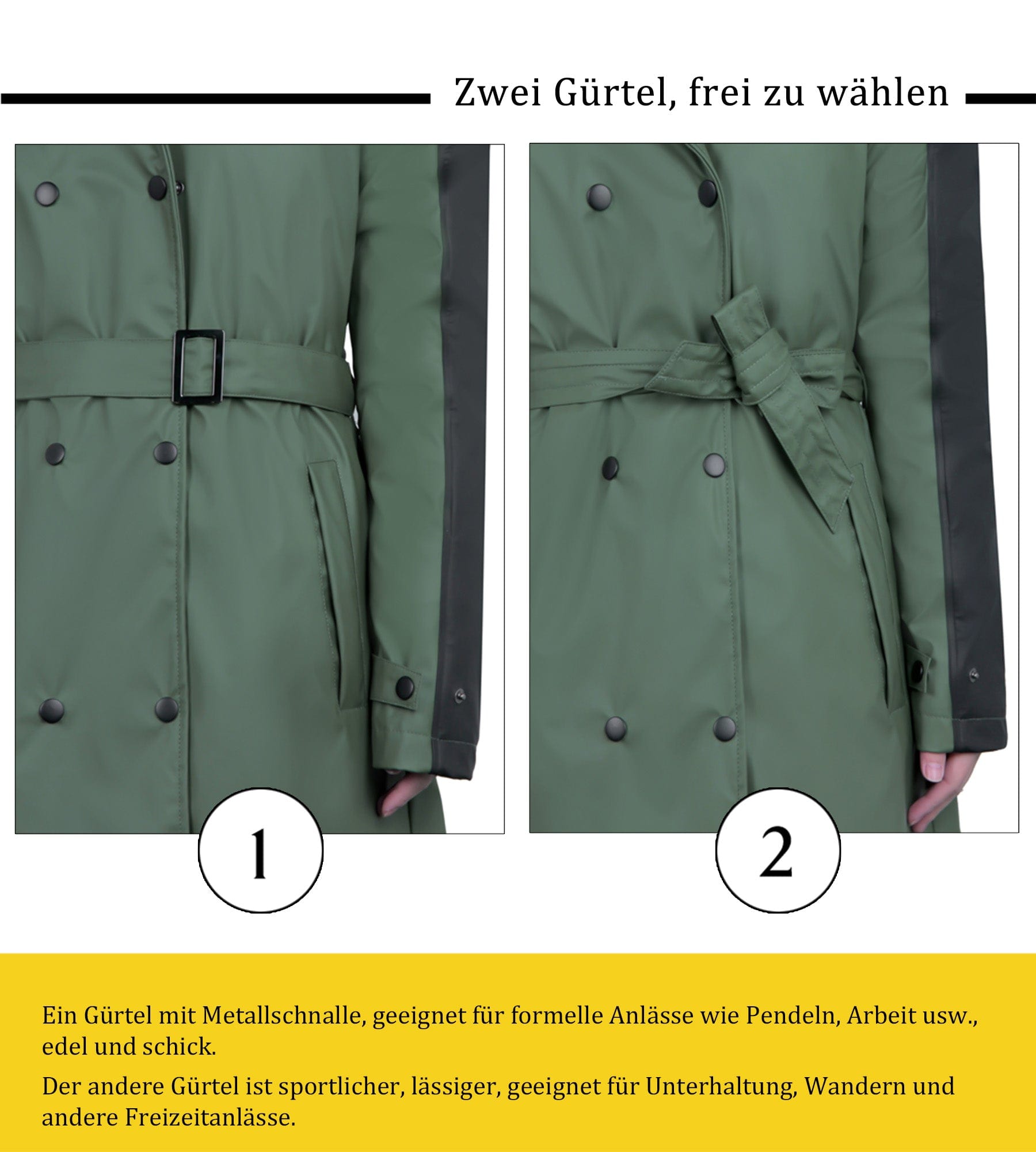 Langer Patchwork-Regenmantel für Frauen PT03