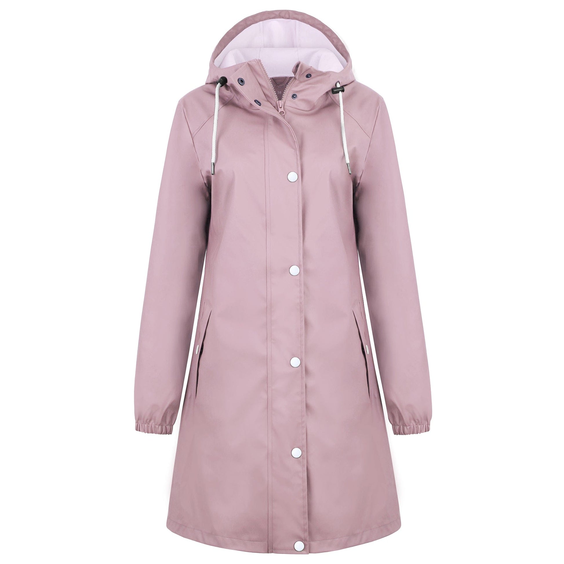 Pink / XS/34 Damen Regenjacke RF03 - Wasserdicht, Atmungsaktiv, Lang, Stilvoll