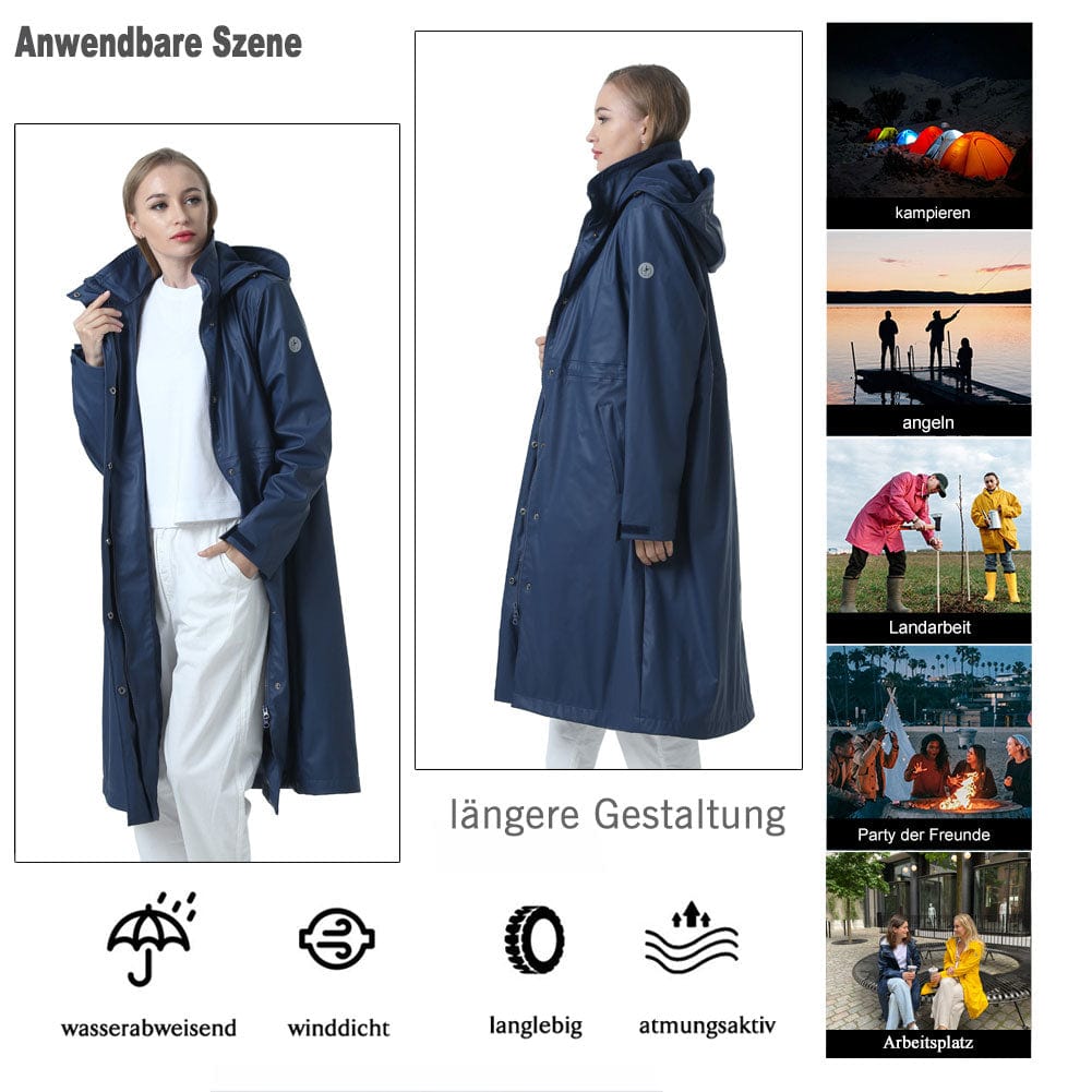 Wasserdichter langer Regenmantel Damen Freizeitjacke Mantel Hot Model KIM
