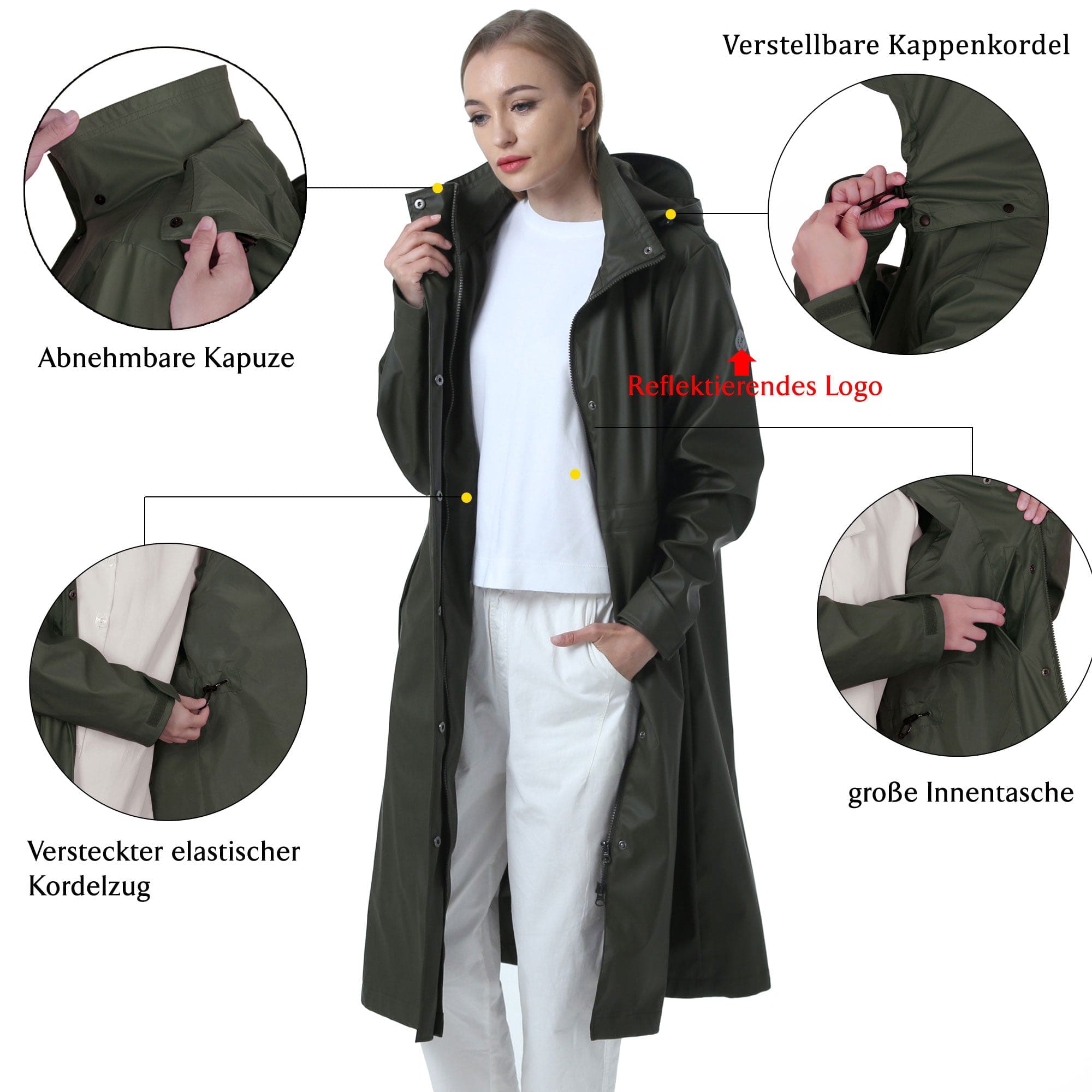 Wasserdichter langer Regenmantel Damen Freizeitjacke Mantel Hot Model KIM