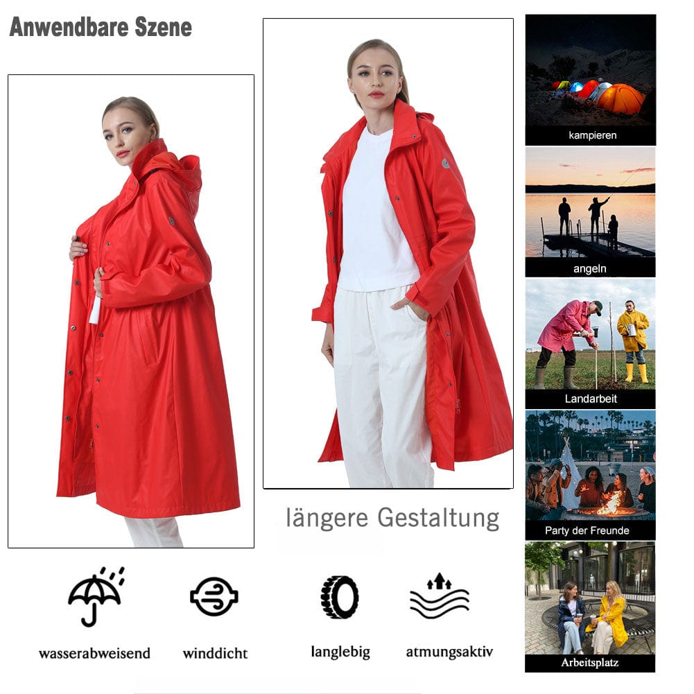 Wasserdichter langer Regenmantel Damen Freizeitjacke Mantel Hot Model KIM
