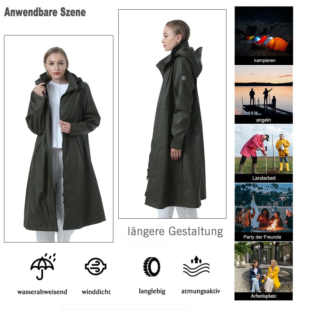 Wasserdichter langer Regenmantel Damen Freizeitjacke Mantel Hot Model KIM