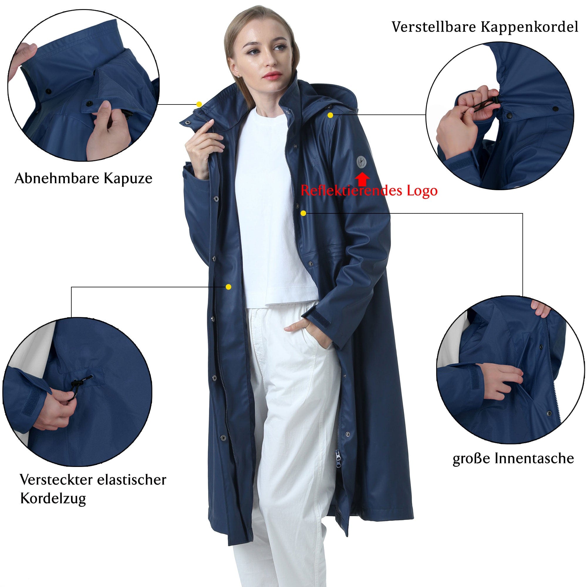 Wasserdichter langer Regenmantel Damen Freizeitjacke Mantel Hot Model KIM