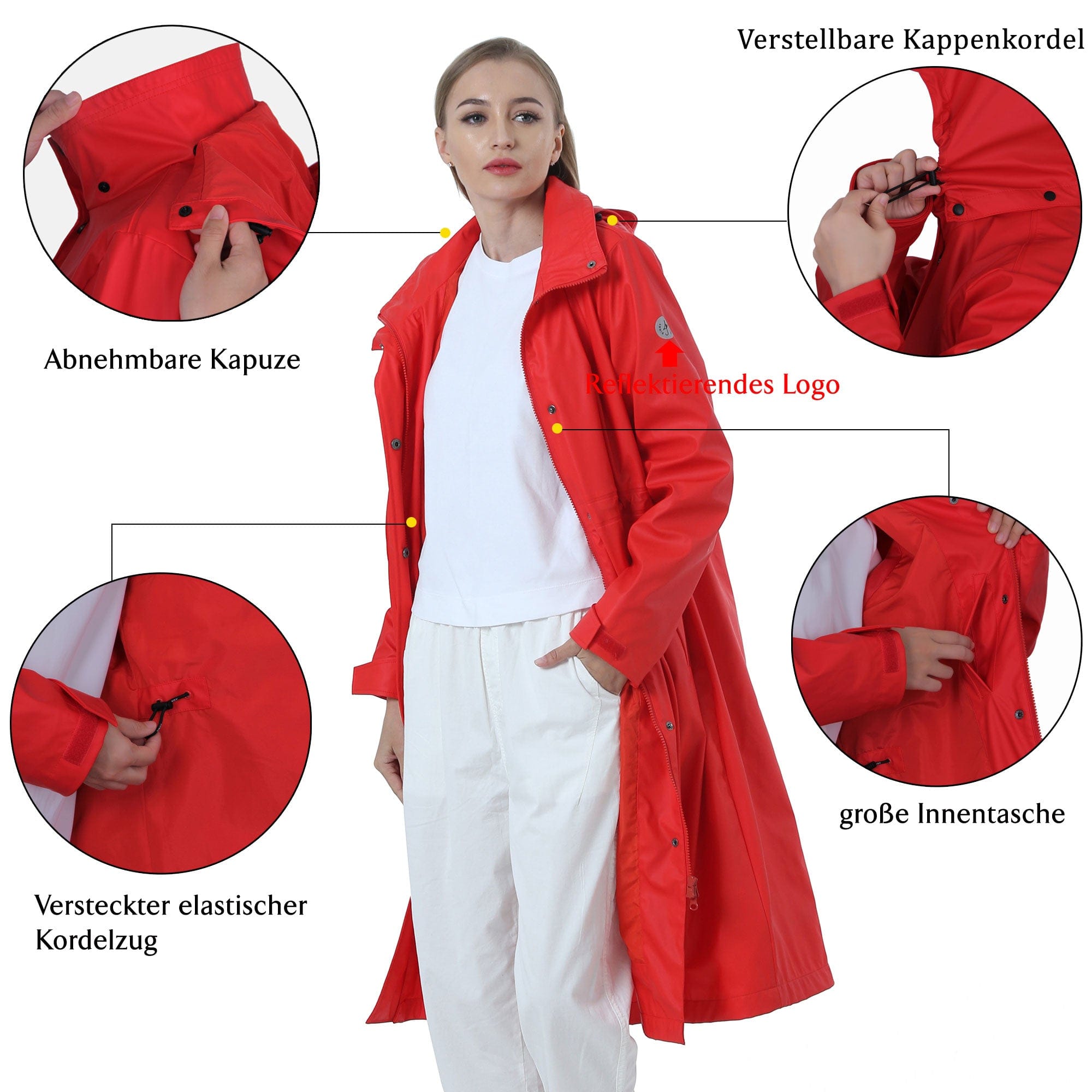 Wasserdichter langer Regenmantel Damen Freizeitjacke Mantel Hot Model KIM