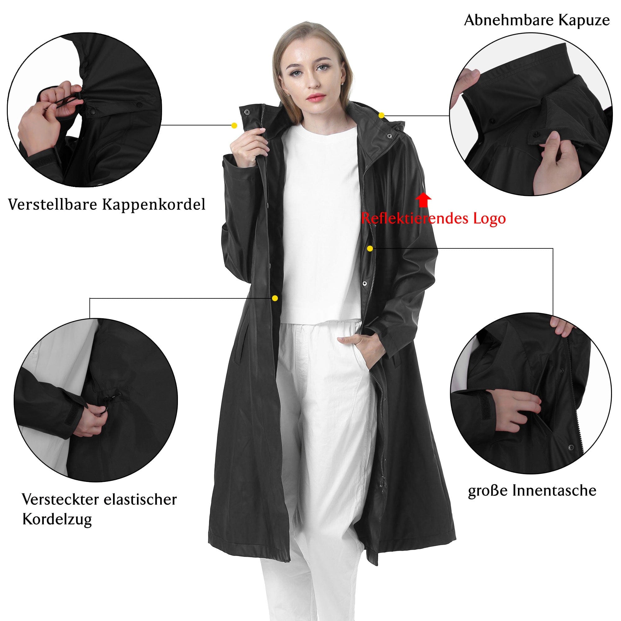 Wasserdichter langer Regenmantel Damen Freizeitjacke Mantel Hot Model KIM