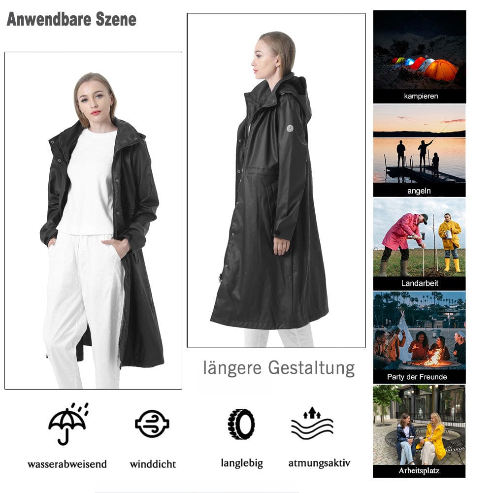 Wasserdichter langer Regenmantel Damen Freizeitjacke Mantel Hot Model KIM