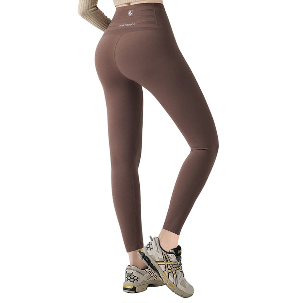 Braun / S Damen Opake lange Leggings für Frauen mit hoher Taille und Bauchkontrolle für Sport, Yoga, Gym