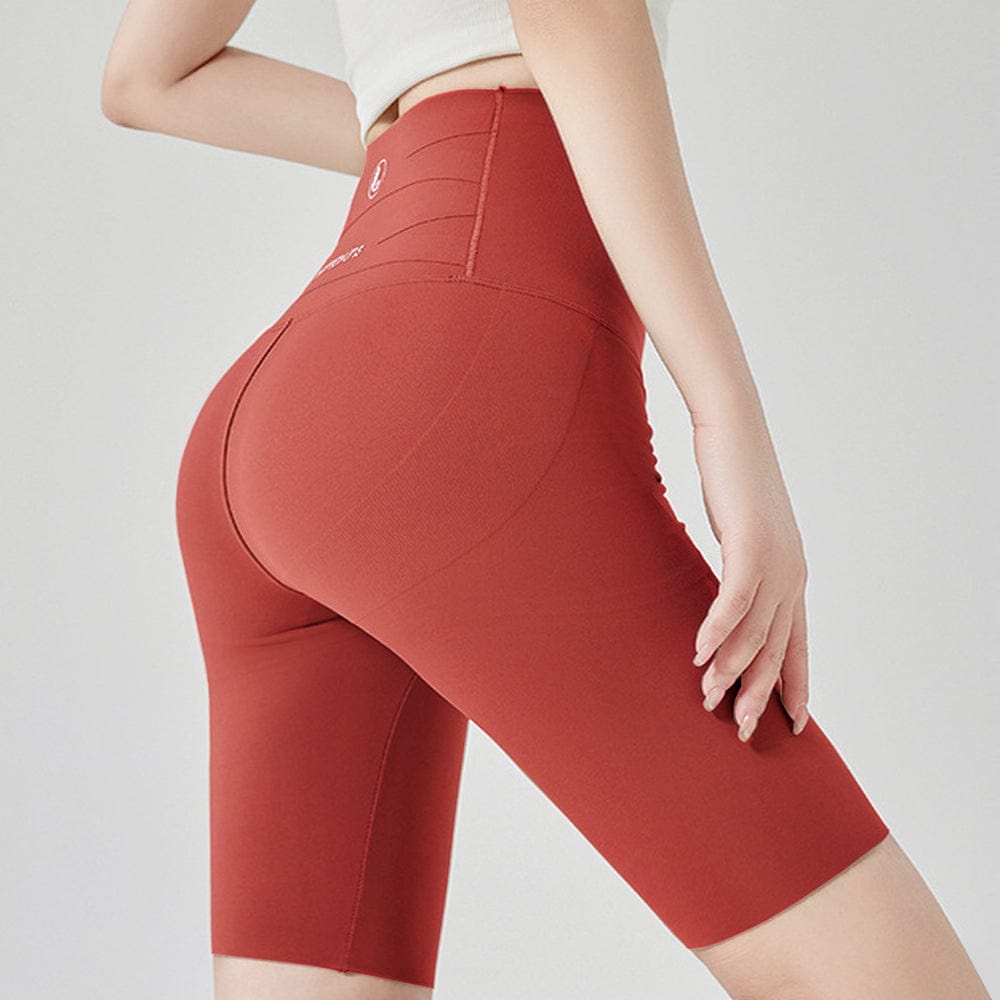 Damen Hochtaillierte, blickdichte, kurze Leggings mit Bauchansatz für Sport, Yoga, Gym