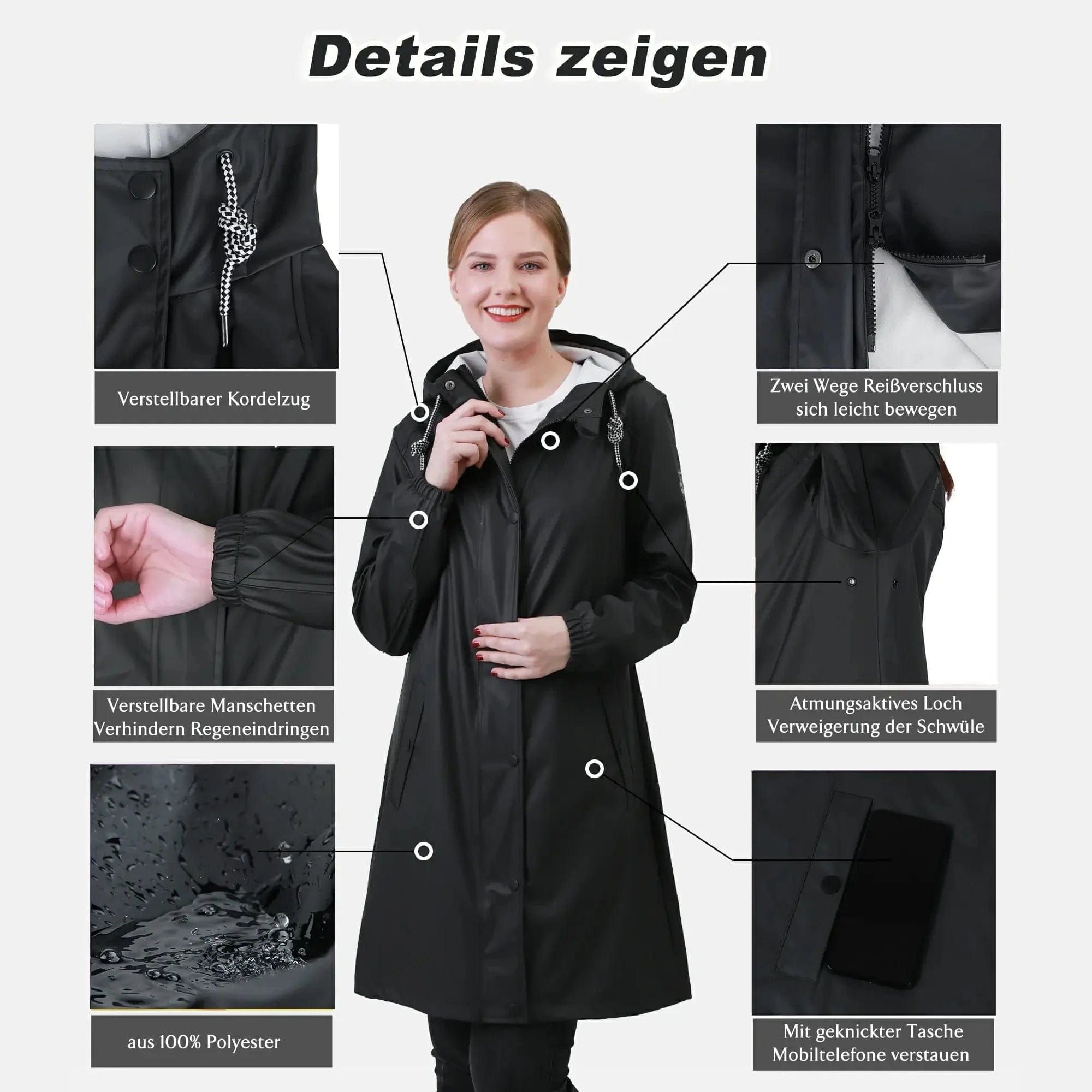 Damen Regenjacke RF03-Black