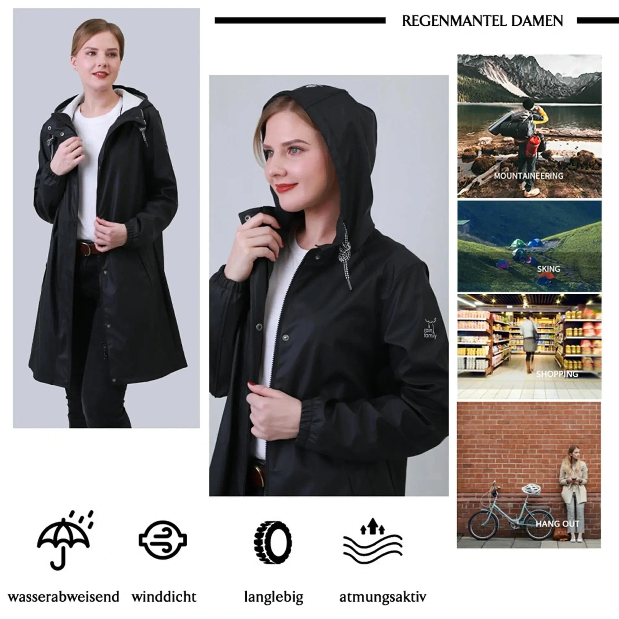 Damen Regenjacke RF03-Black