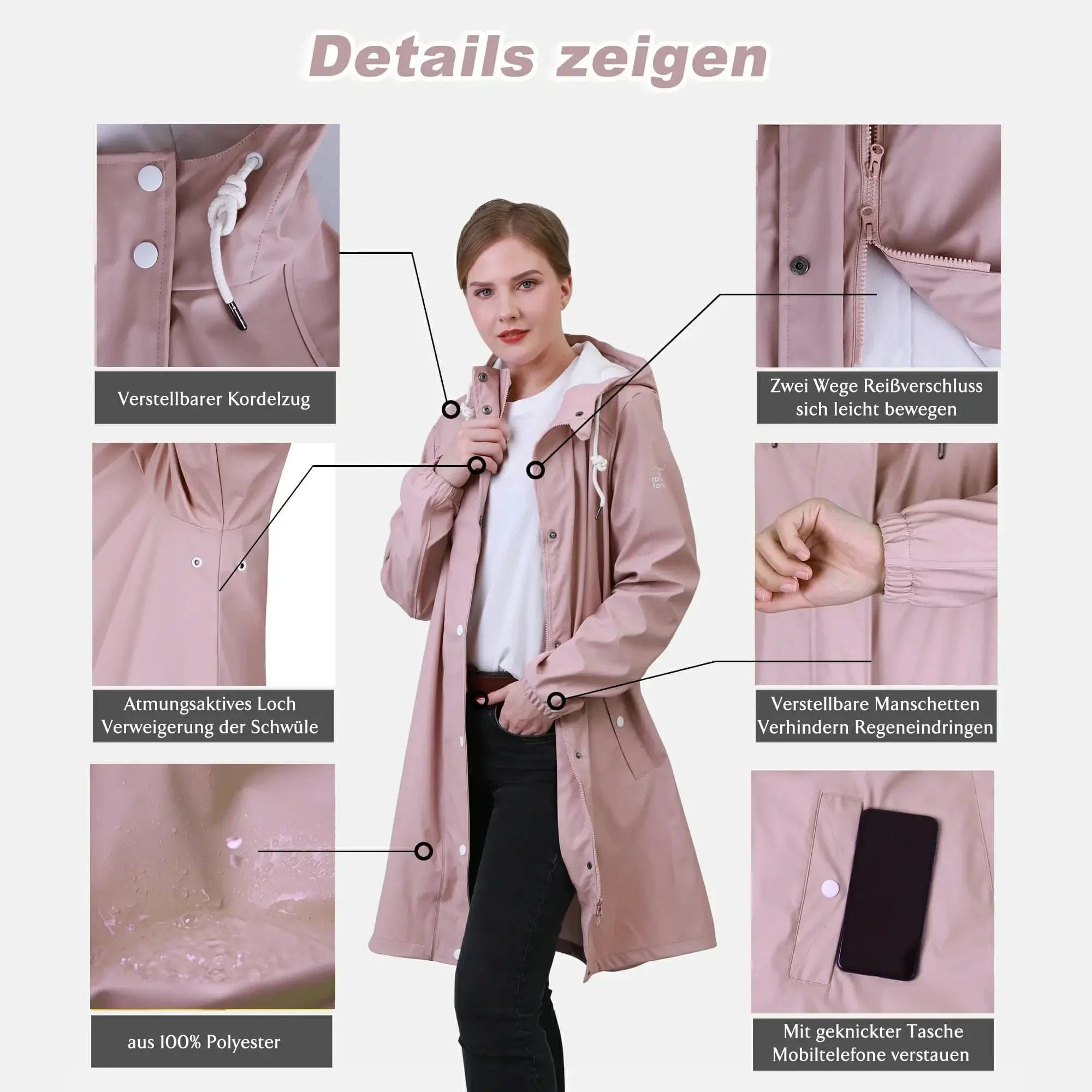 Damen Regenjacke RF03-Pink