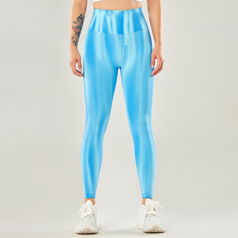 Hellblau / S Opake Leggings für Frauen mit hoher Taille und Bauchkontrolle für Sport, Yoga, Gymnastik