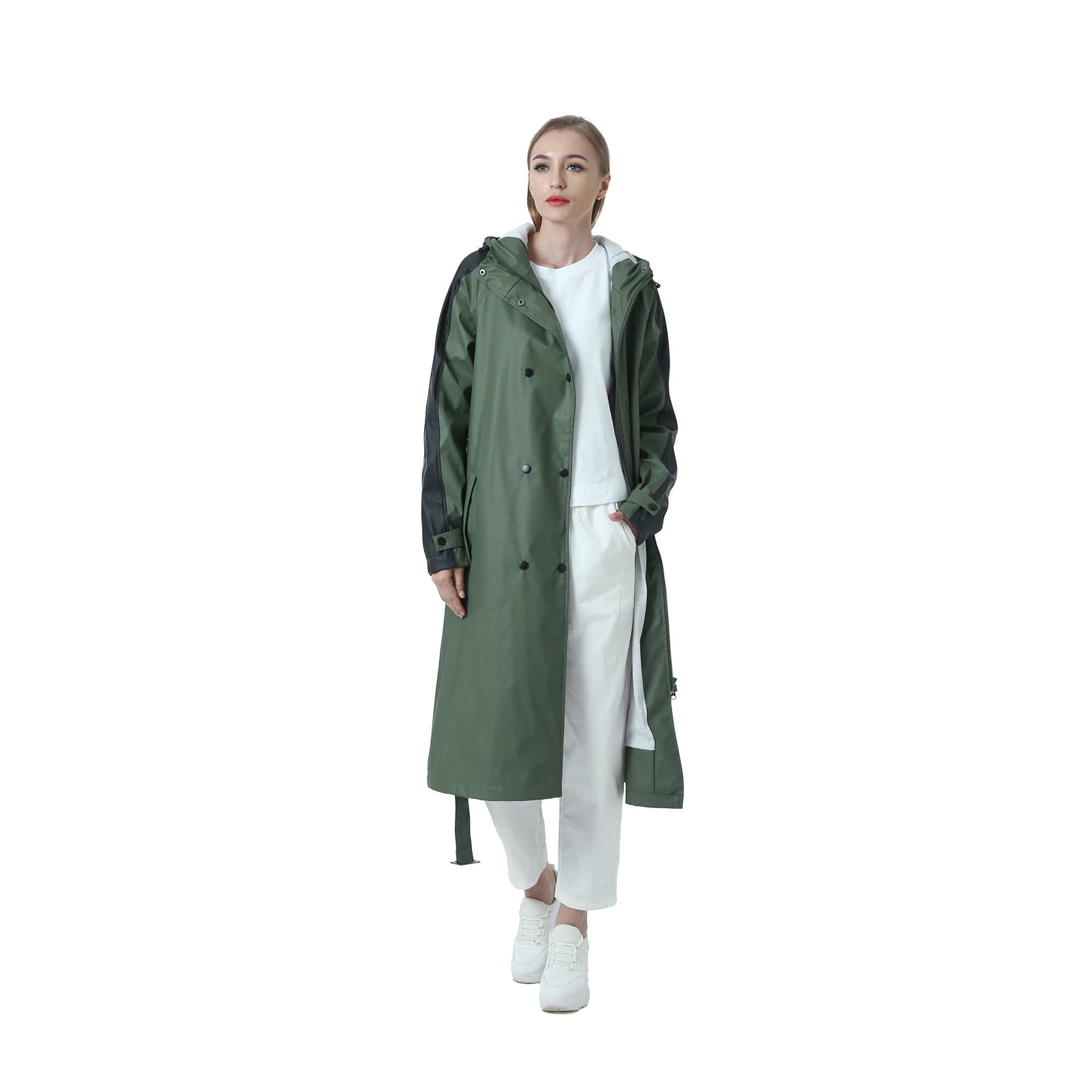 Langer Patchwork-Regenmantel für Frauen PT03